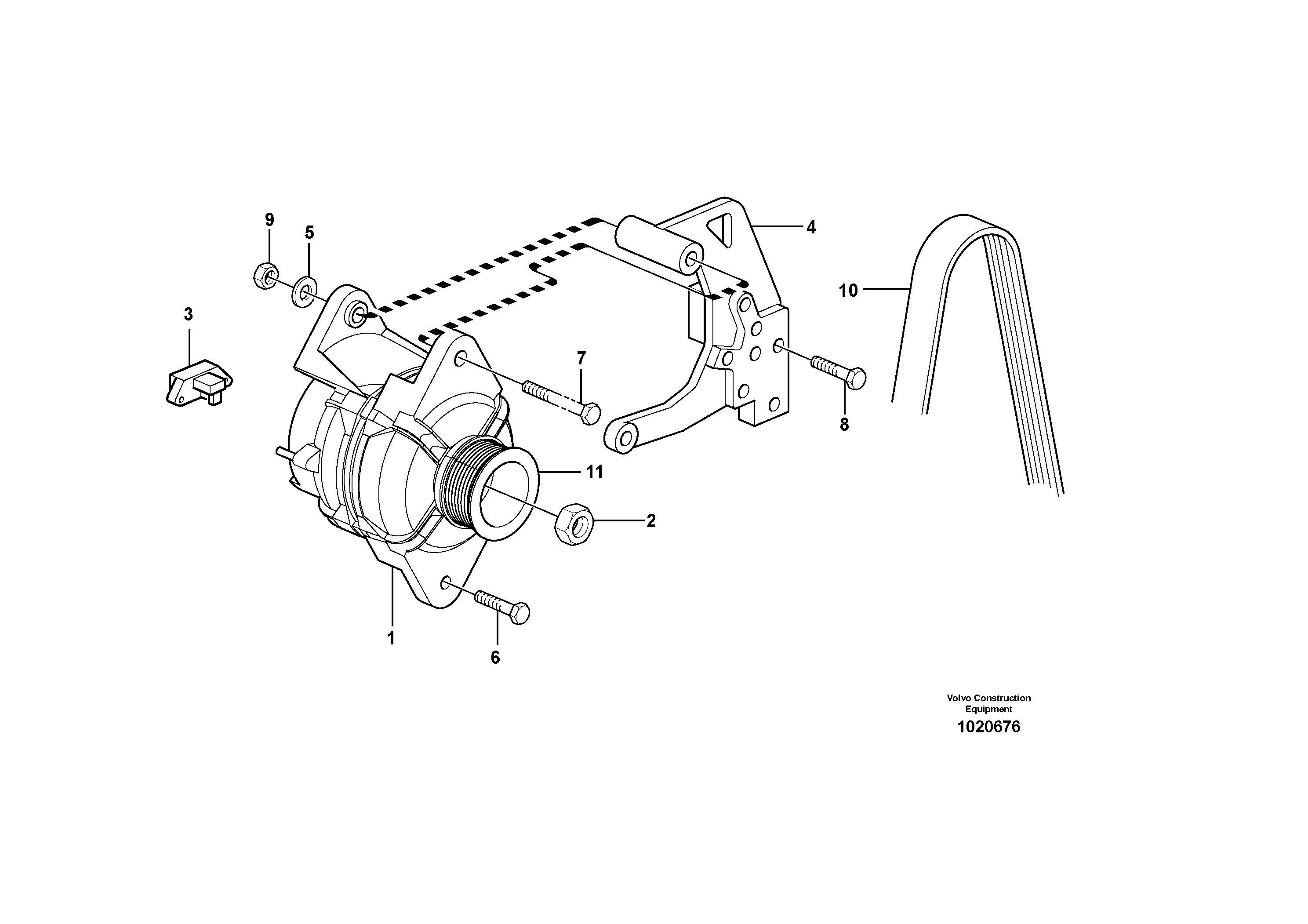 Схема запчастей Volvo EC160B - 102905 Alternator with assembling details EC160B