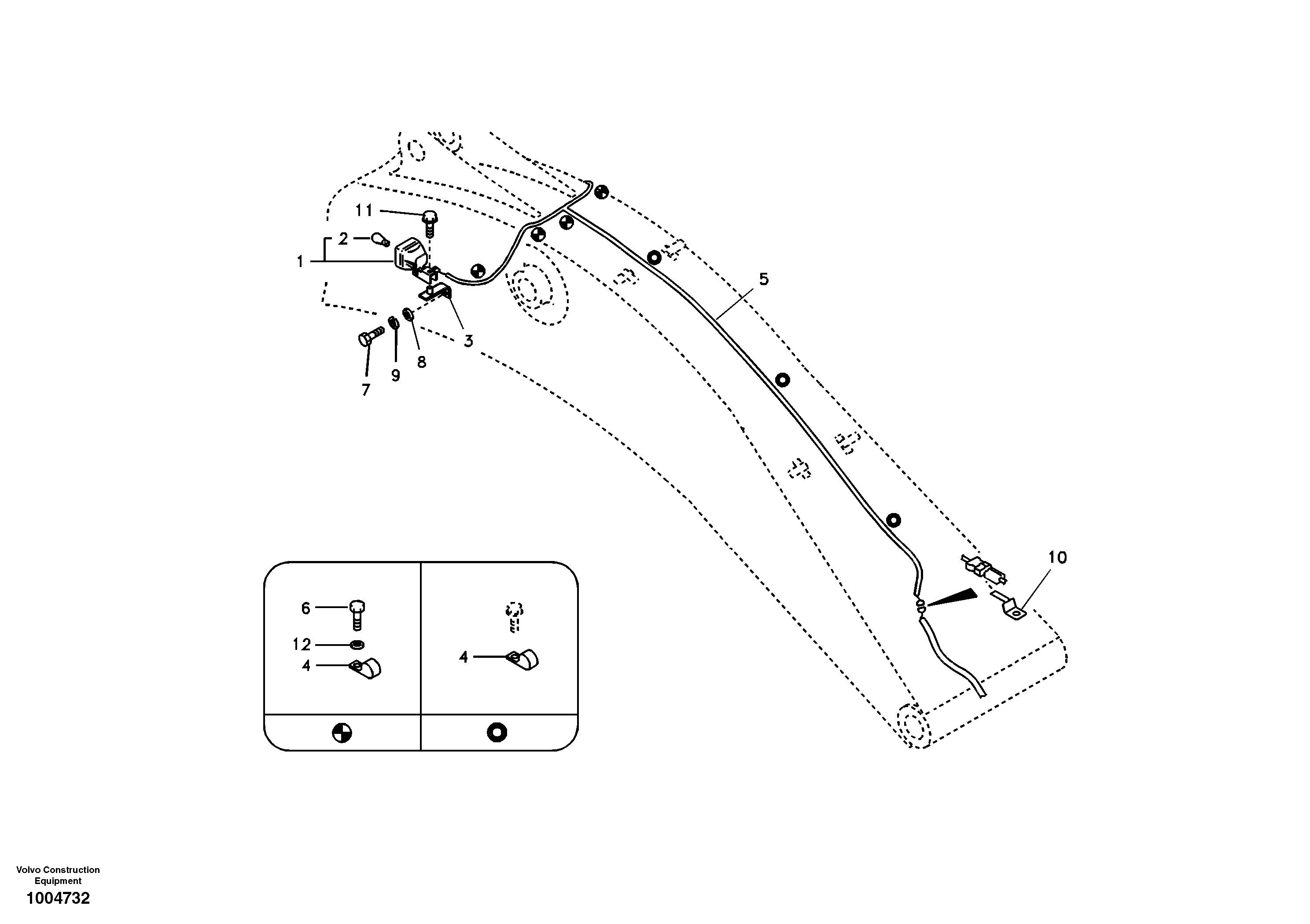Схема запчастей Volvo EC160B - 37984 Working lamp on boom EC160B