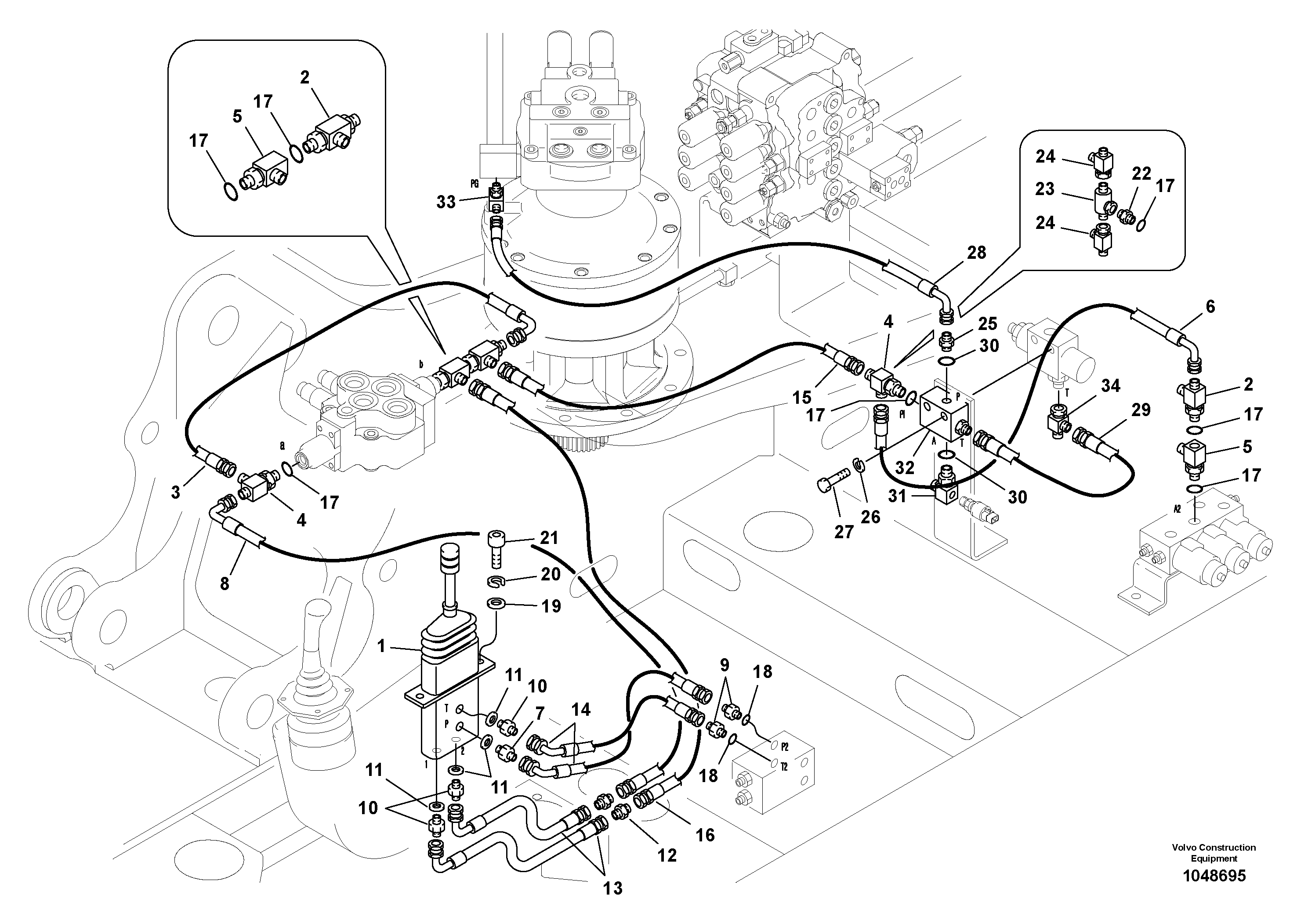 Схема запчастей Volvo EC160B - 58103 Servo system, dozer blade EC160B PRIME S/N 12001-