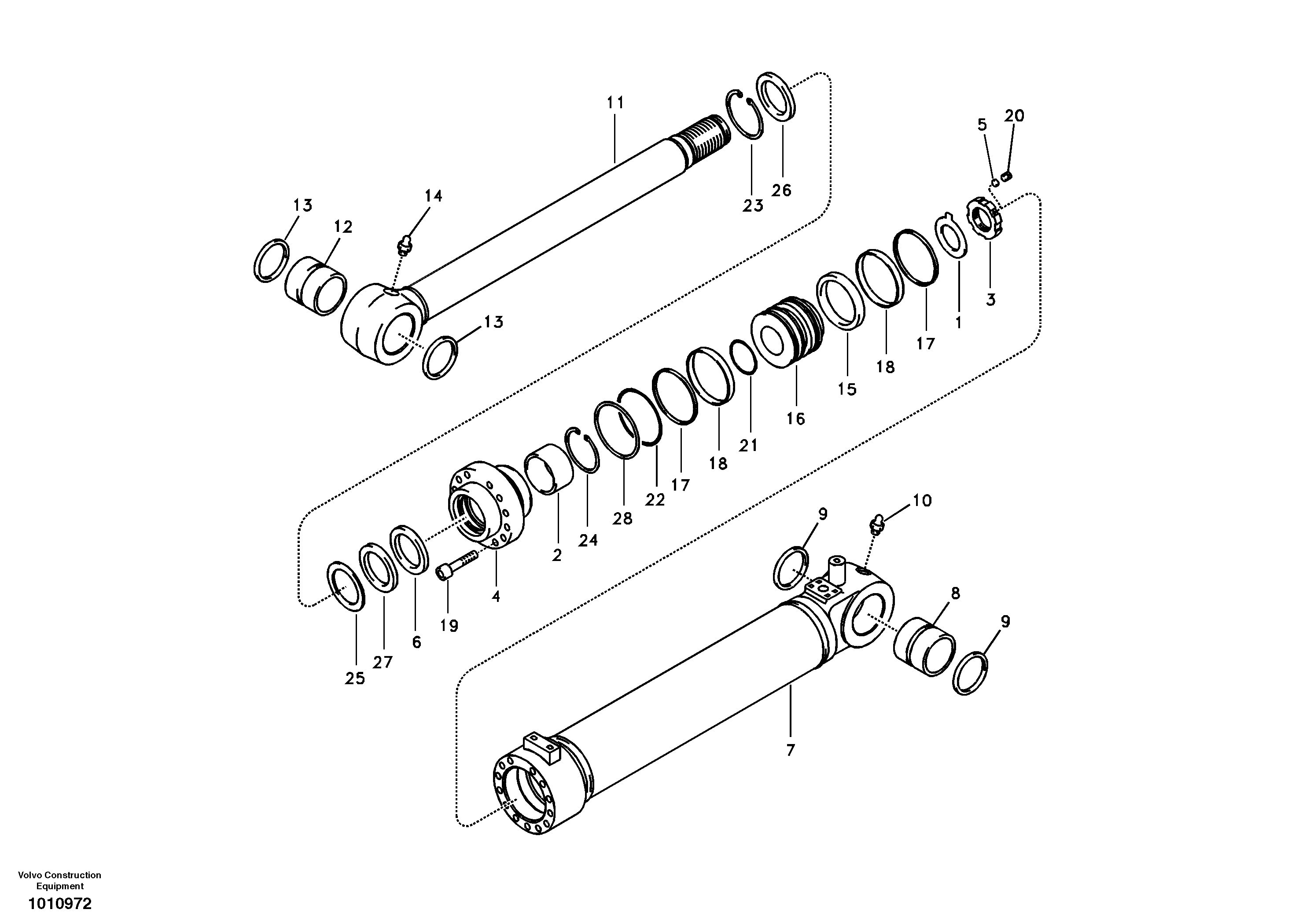 Схема запчастей Volvo EC160B - 87464 Гидроцилиндр отвала EC160B