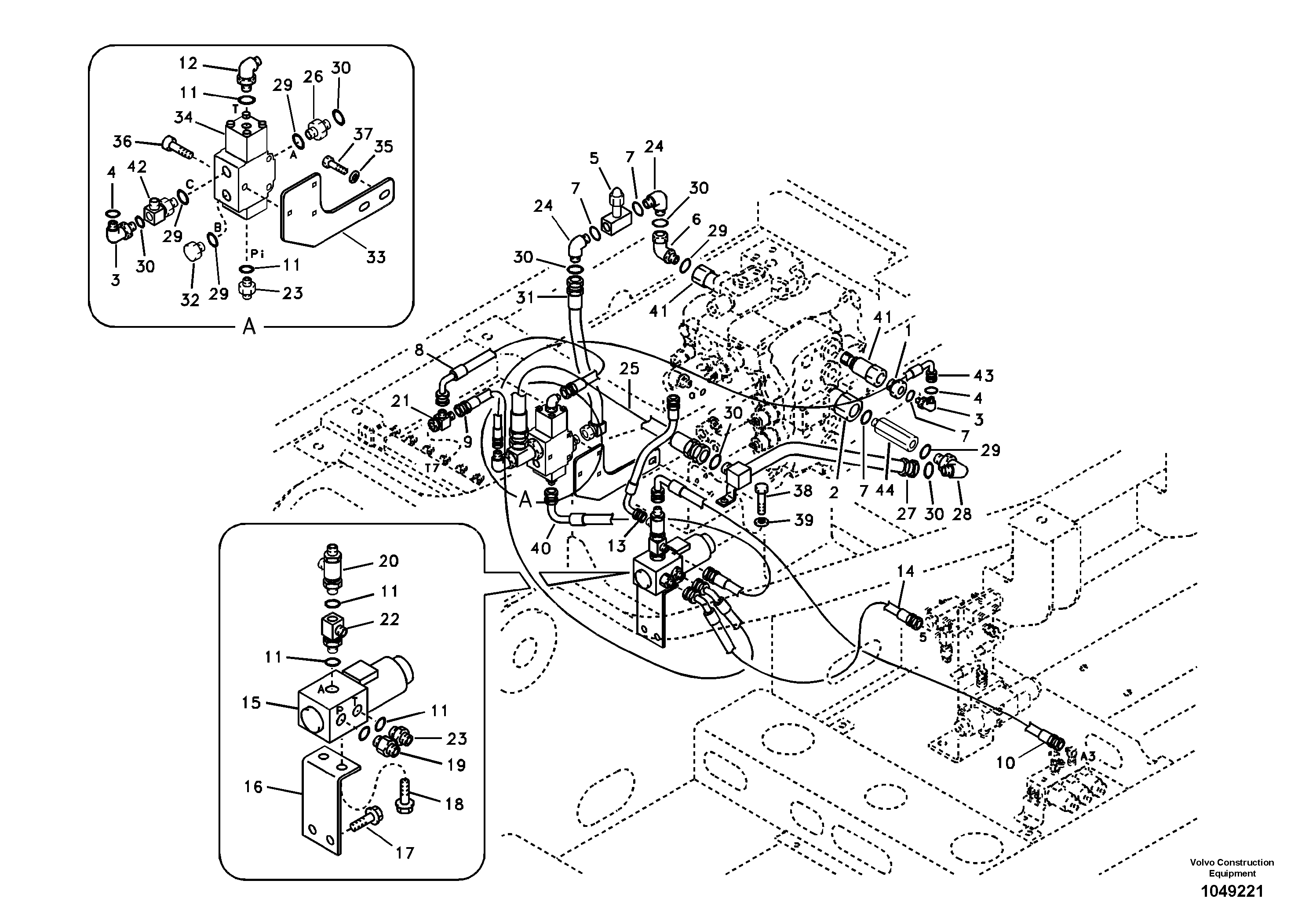 Схема запчастей Volvo EC160B - 98525 Working hydraulic, hammer and shear for 2nd pump flow EC160B PRIME S/N 12001-