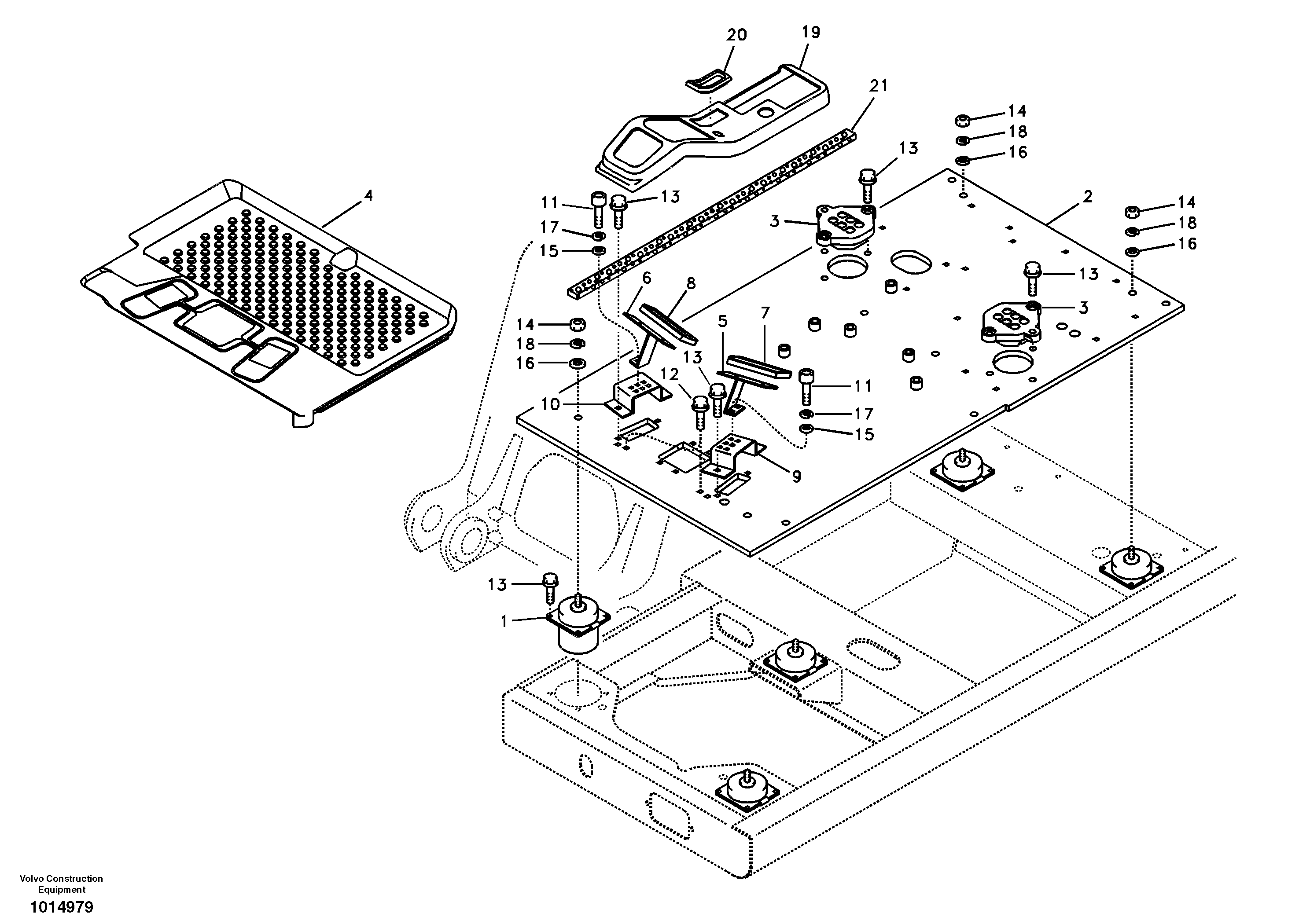 Схема запчастей Volvo EC160B - 101351 Cabin floor EC160B