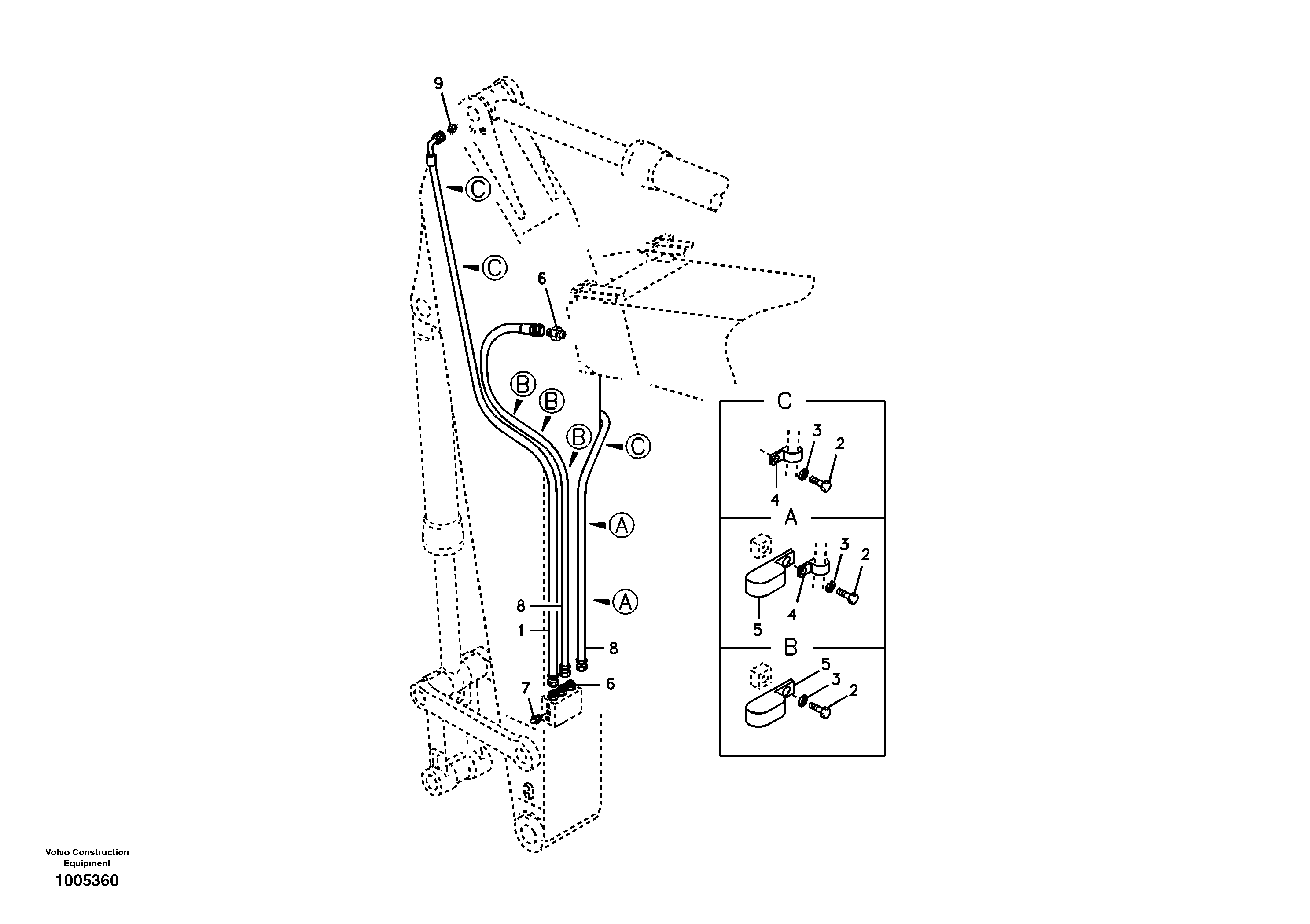 Схема запчастей Volvo EC210B - 80684 Dipper arm and grease piping with piping seat EC210B APPENDIX FORESTRY VERSION