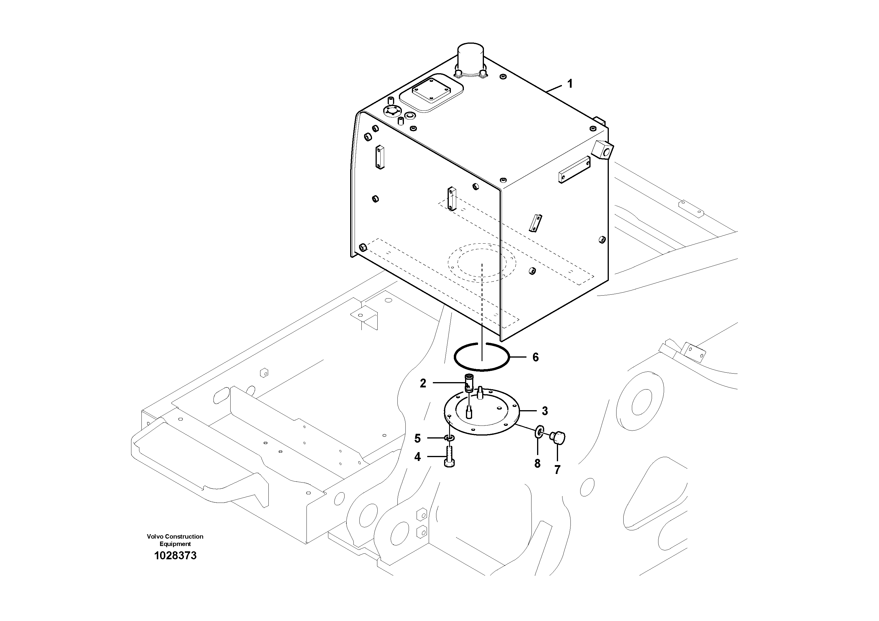 Схема запчастей Volvo EC210B - 106971 Fuel tank with fitting parts EC210B APPENDIX FX FORESTRY VER