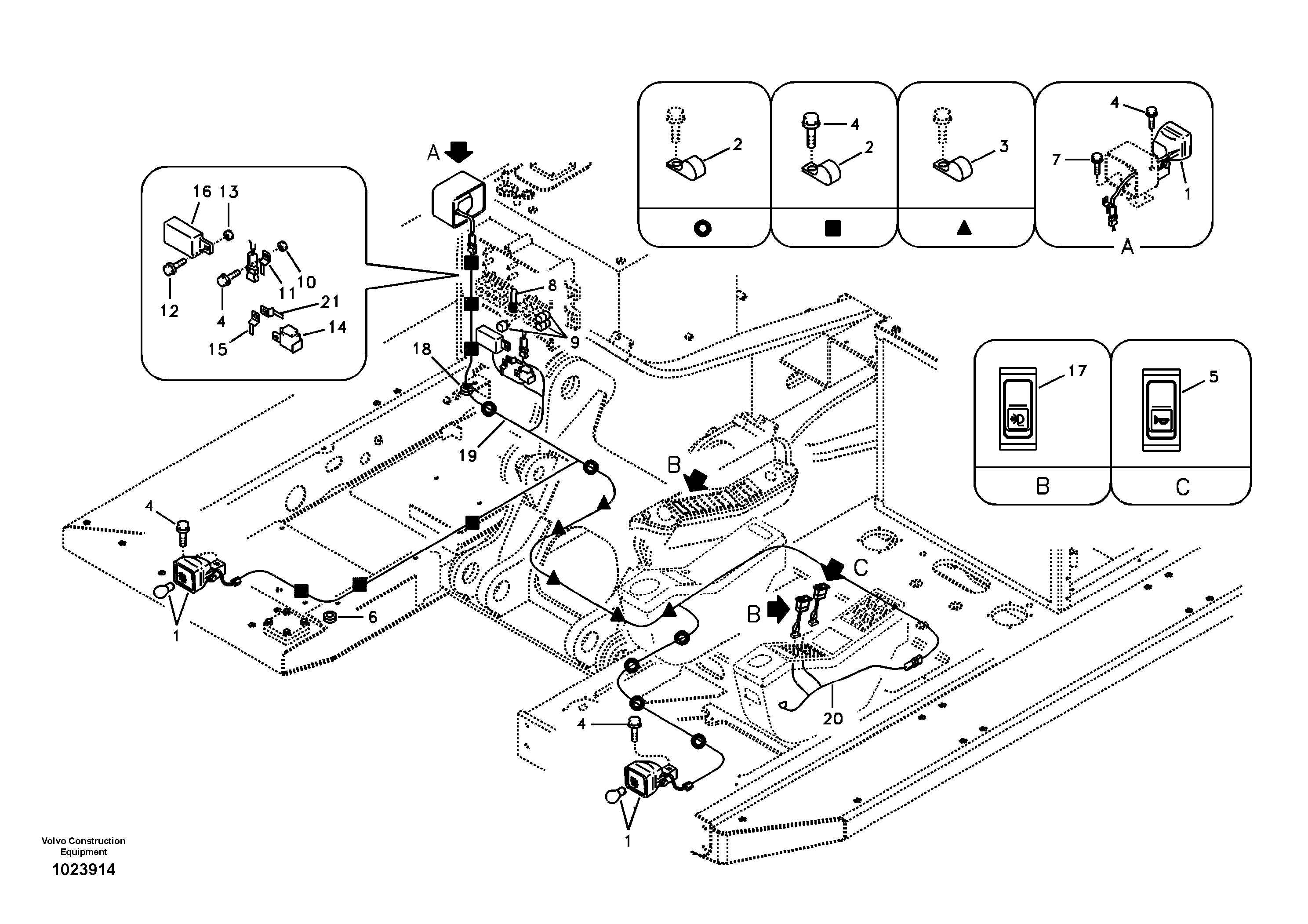 Схема запчастей Volvo EC210B - 83334 Work lights, extra EC210B APPENDIX FX FORESTRY VER