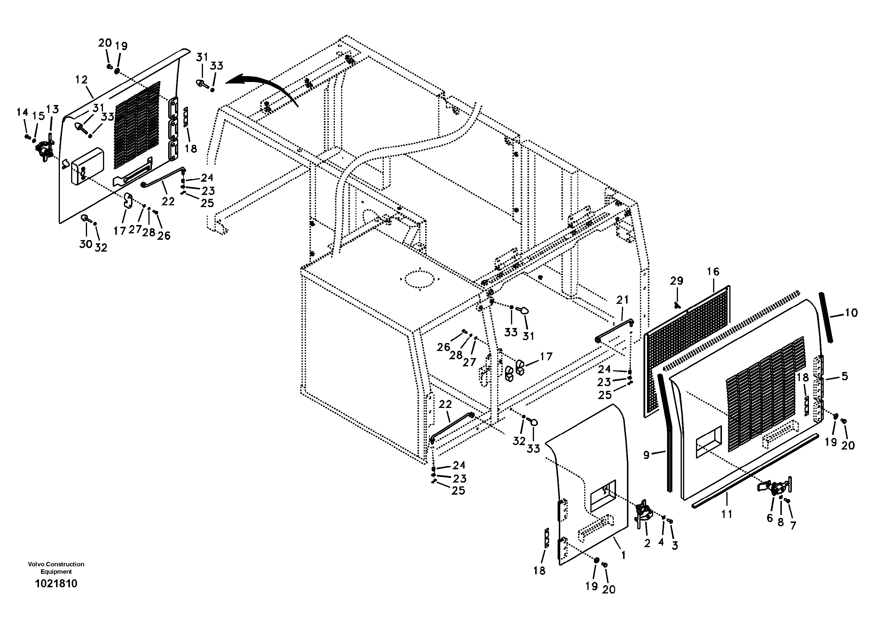 Схема запчастей Volvo EC210B - 4758 Auxiliary hood, side door EC210B APPENDIX FX FORESTRY VER