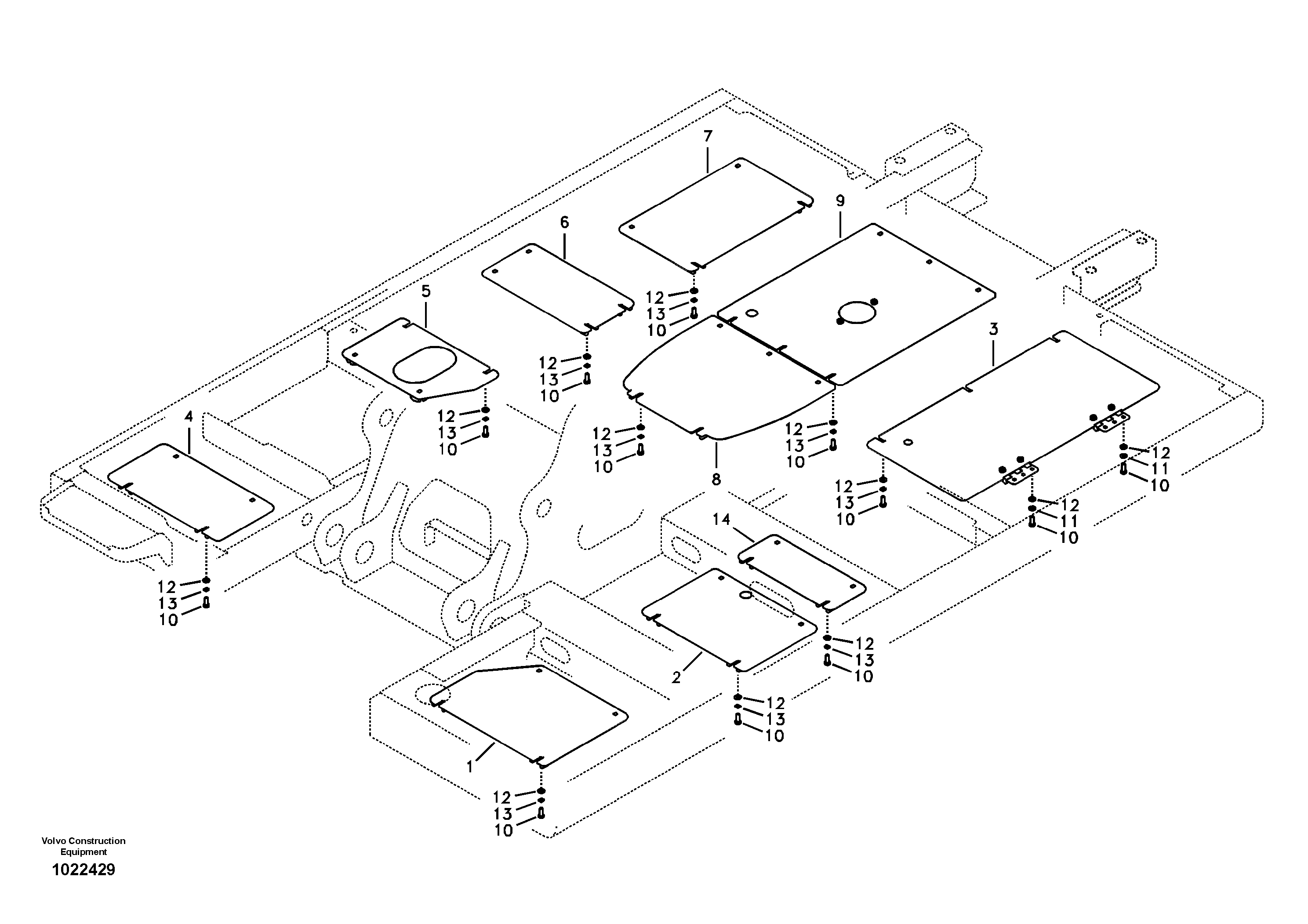 Схема запчастей Volvo EC210B - 31932 Hatches under engine, hydr.pumps, cooler, m.valve and fuel tank EC210B APPENDIX FX FORESTRY VER