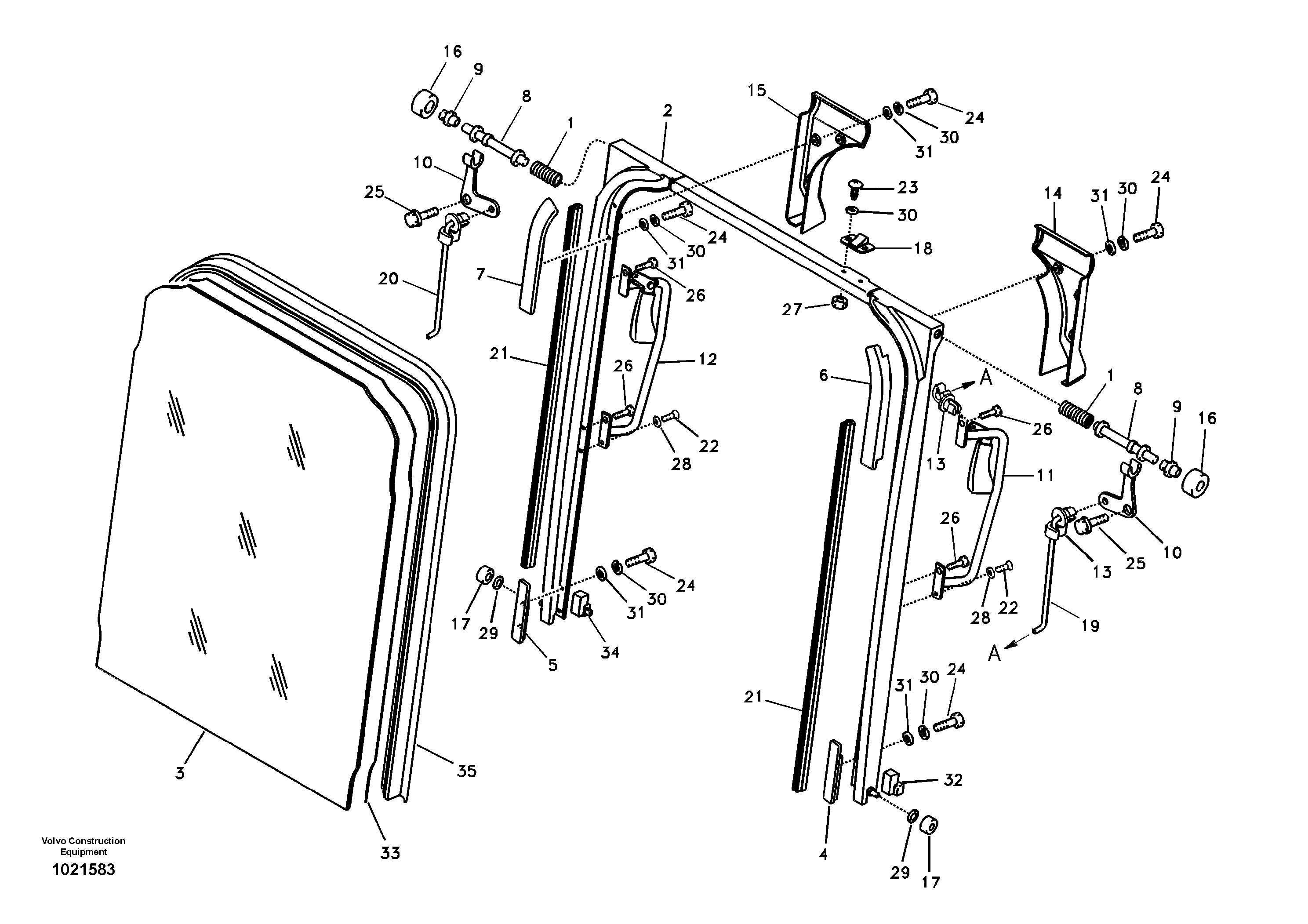 Схема запчастей Volvo EC210B - 37813 Стекло лобовое (ветровое) EC210B APPENDIX FX FORESTRY VER
