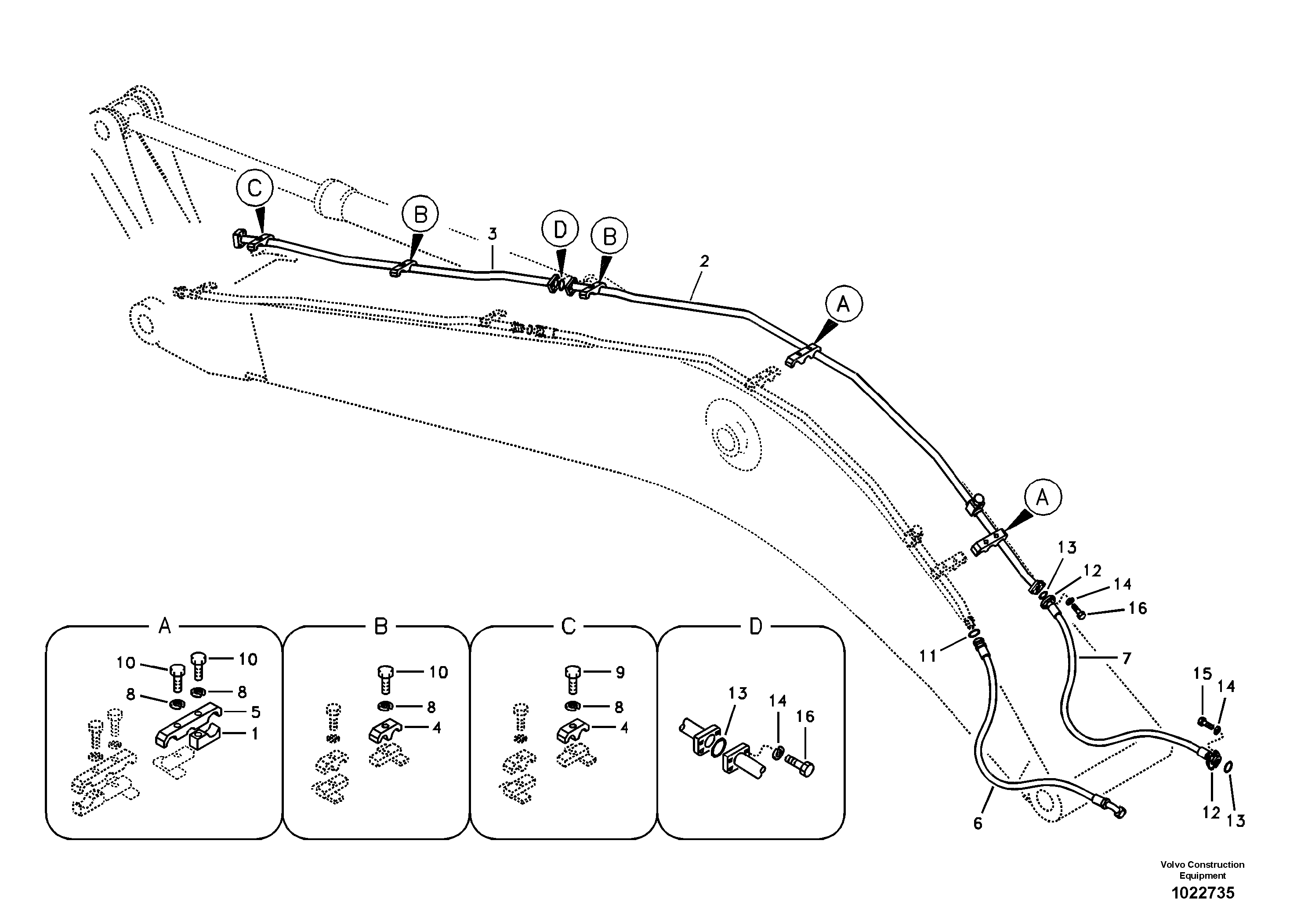 Схема запчастей Volvo EC210B - 37161 Working hydraulics, X1 on boom EC210B APPENDIX FX FORESTRY VER