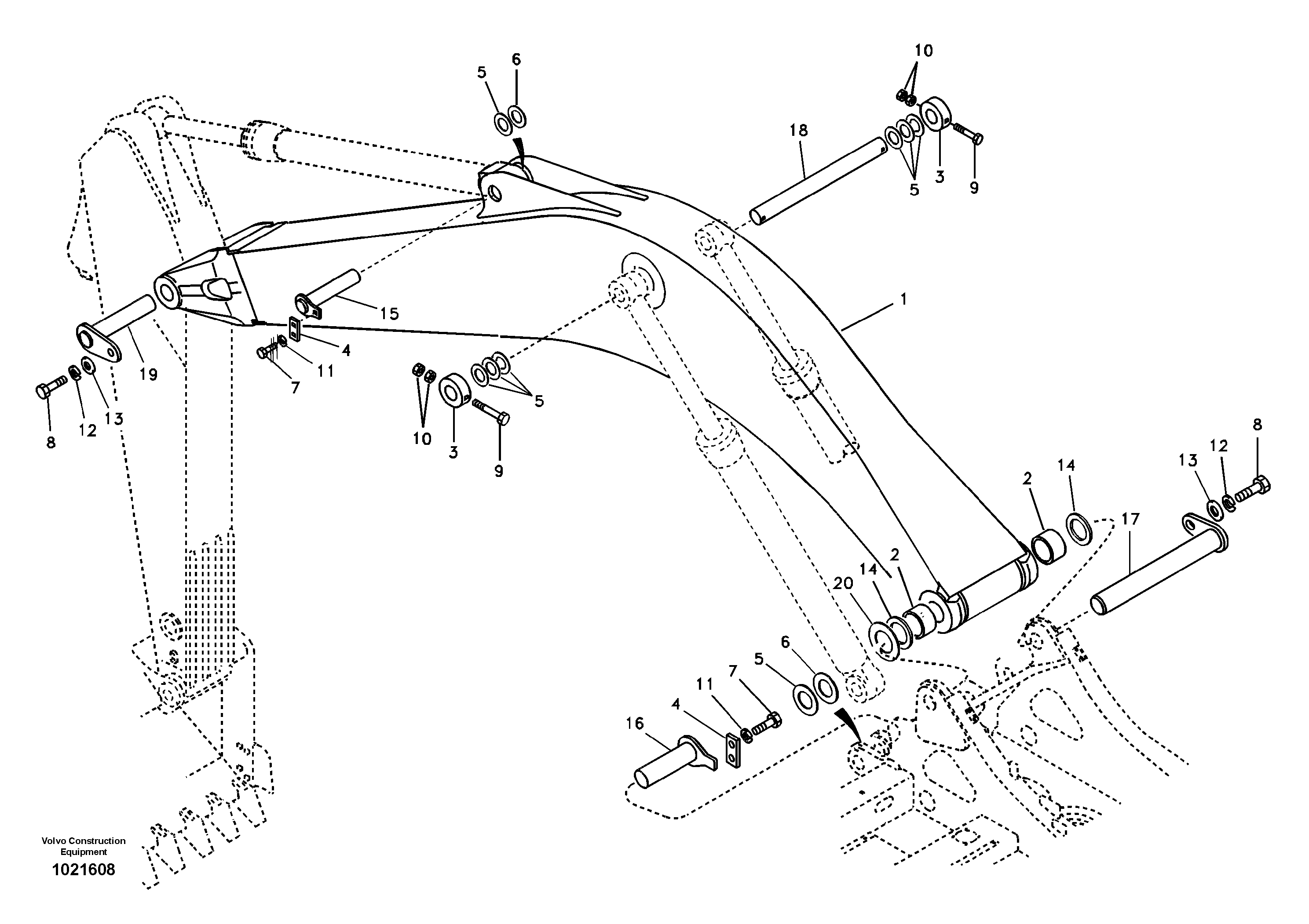 Схема запчастей Volvo EC210B - 103847 Links to boom EC210B APPENDIX FX FORESTRY VER