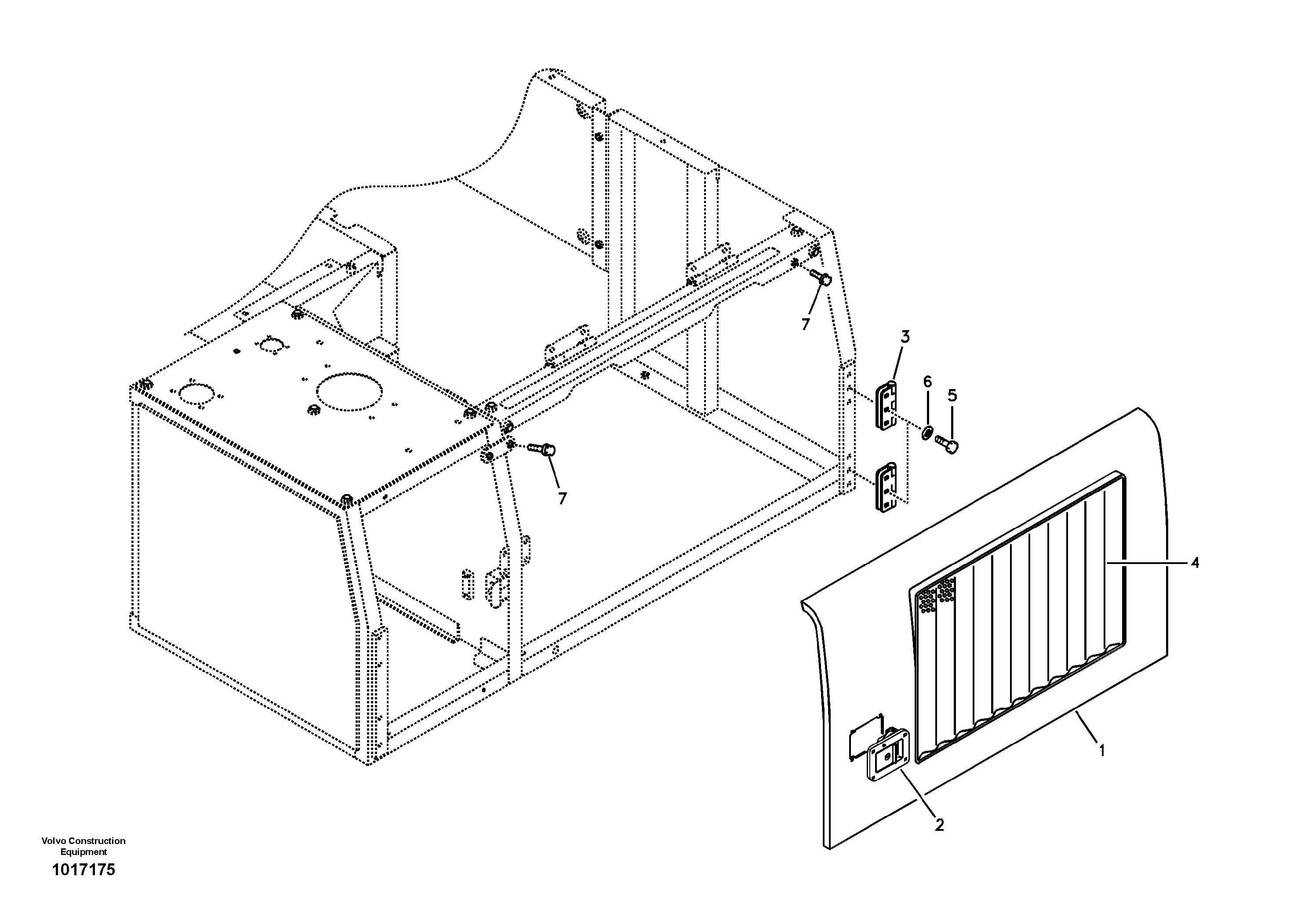 Схема запчастей Volvo EC240B - 5257 Door, side EC240B SER NO INT 12641- EU & NA 80001-