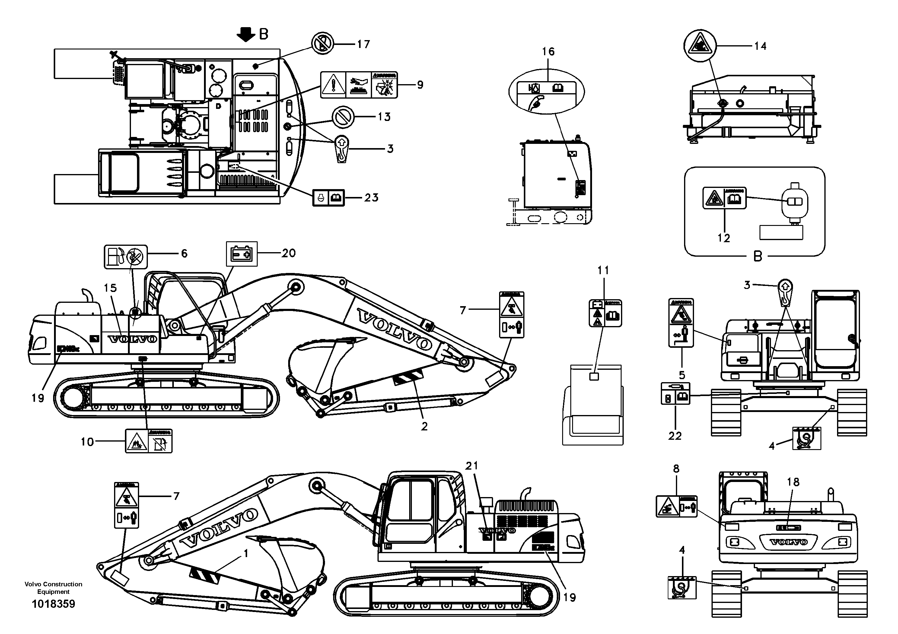 Схема запчастей Volvo EC240B - 43728 Decal, outer location EC240B