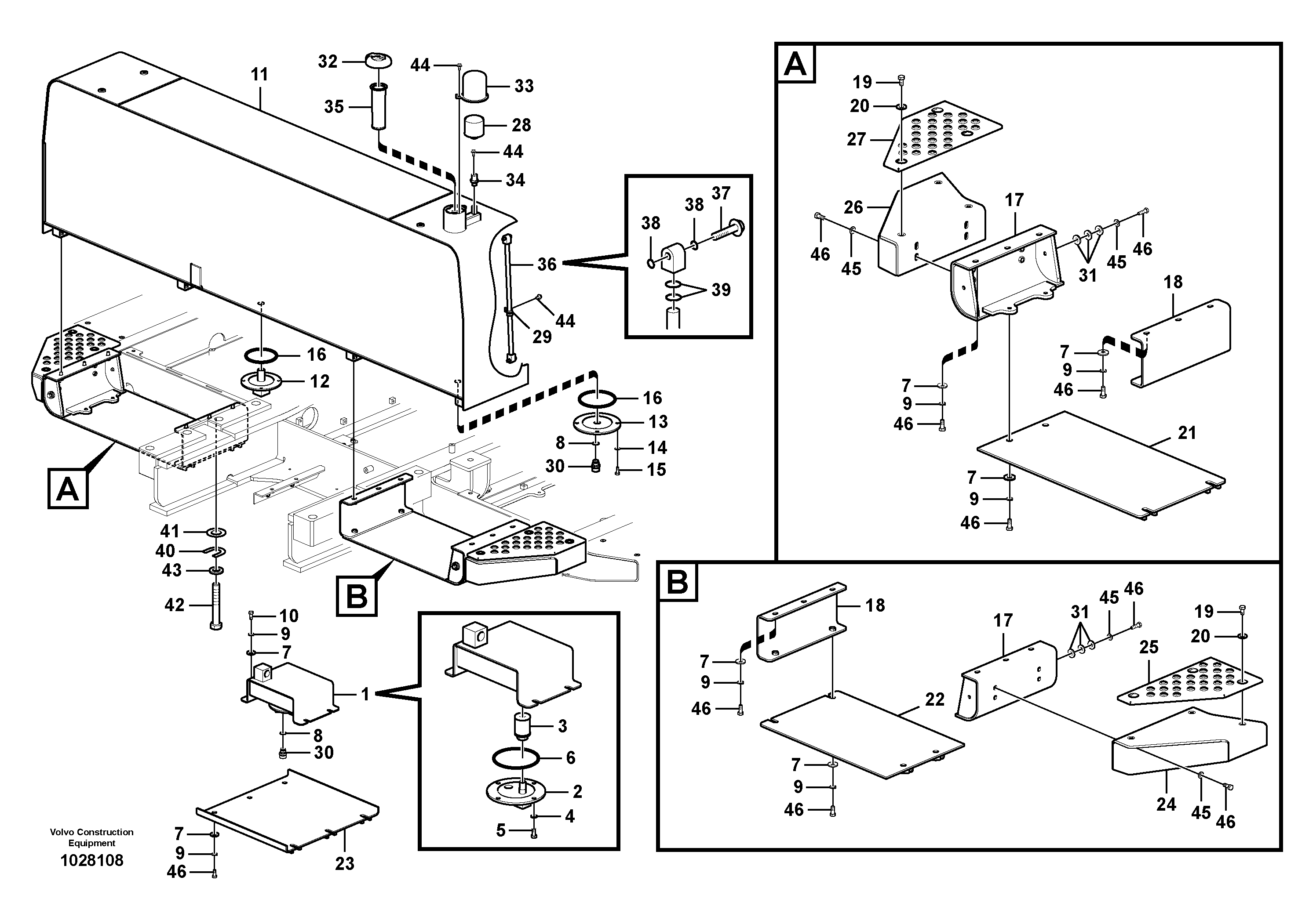 Схема запчастей Volvo EC240B - 43348 Fuel tank with fitting parts EC240B APPENDIX FX FORESTRY VER