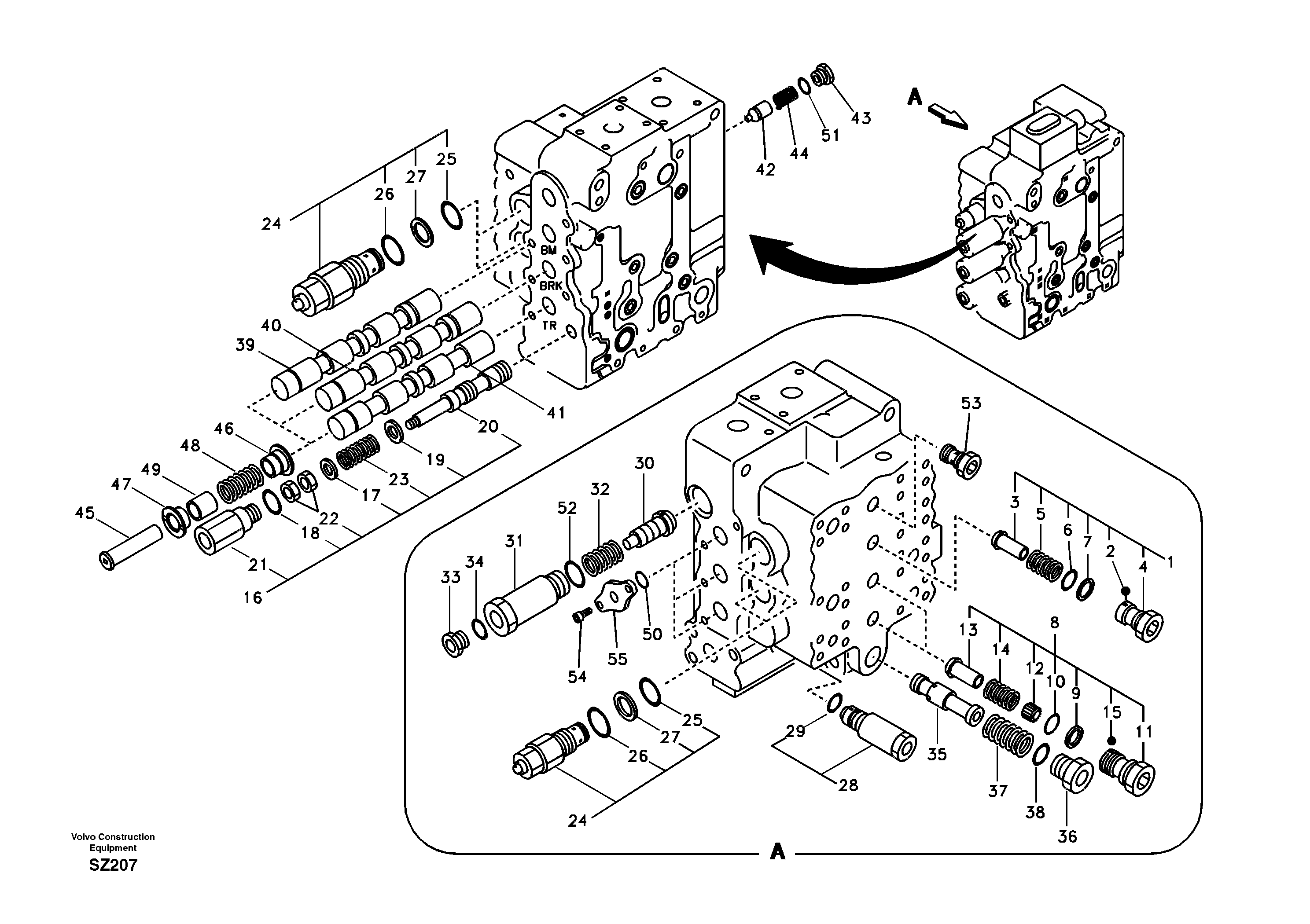 Схема запчастей Volvo EC240B - 17978 Main control valve, boom and bucket and travel Rh EC240B
