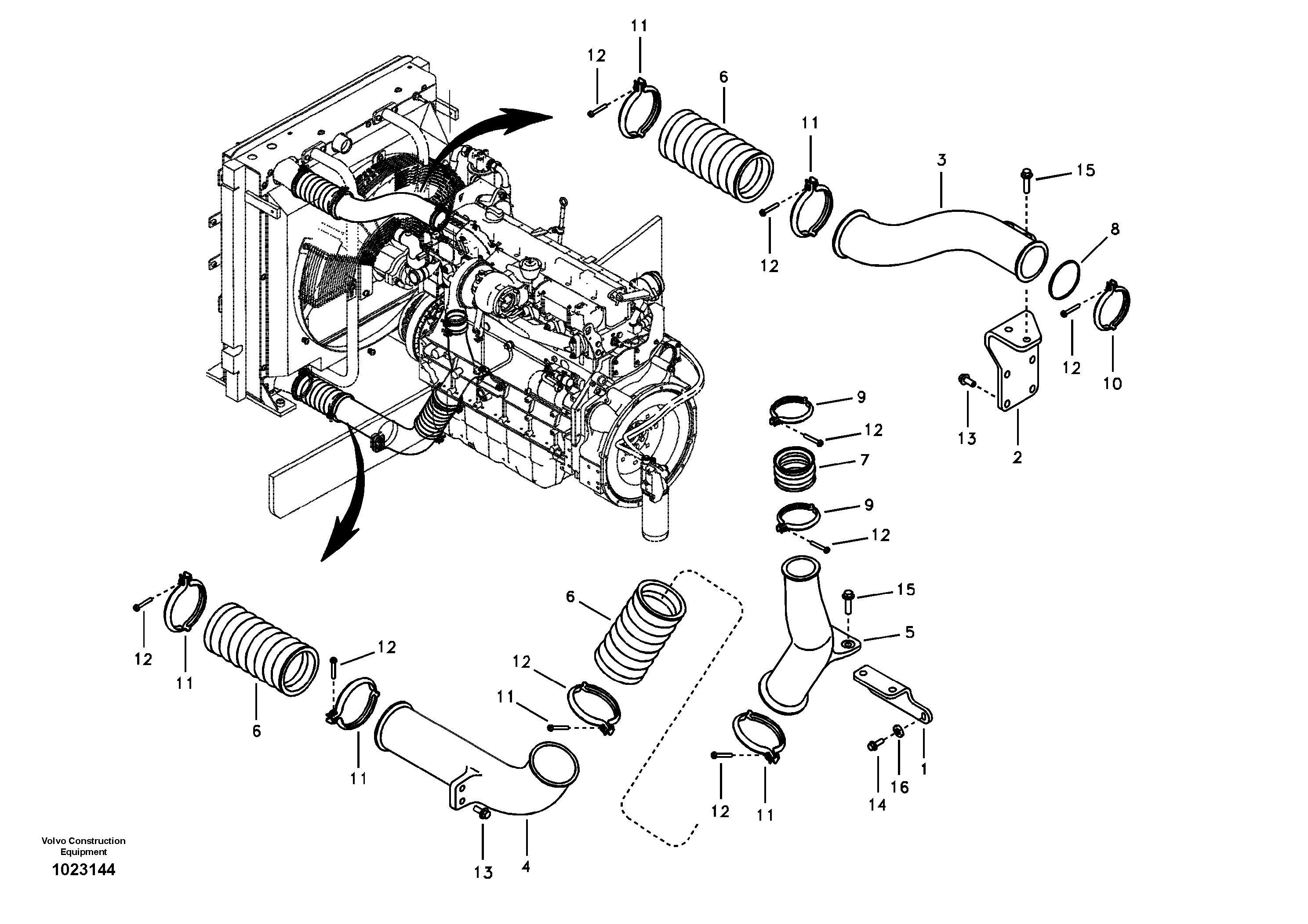 Схема запчастей Volvo EC240B - 18618 Charge air cooler, plumbing EC240B APPENDIX FX FORESTRY VER