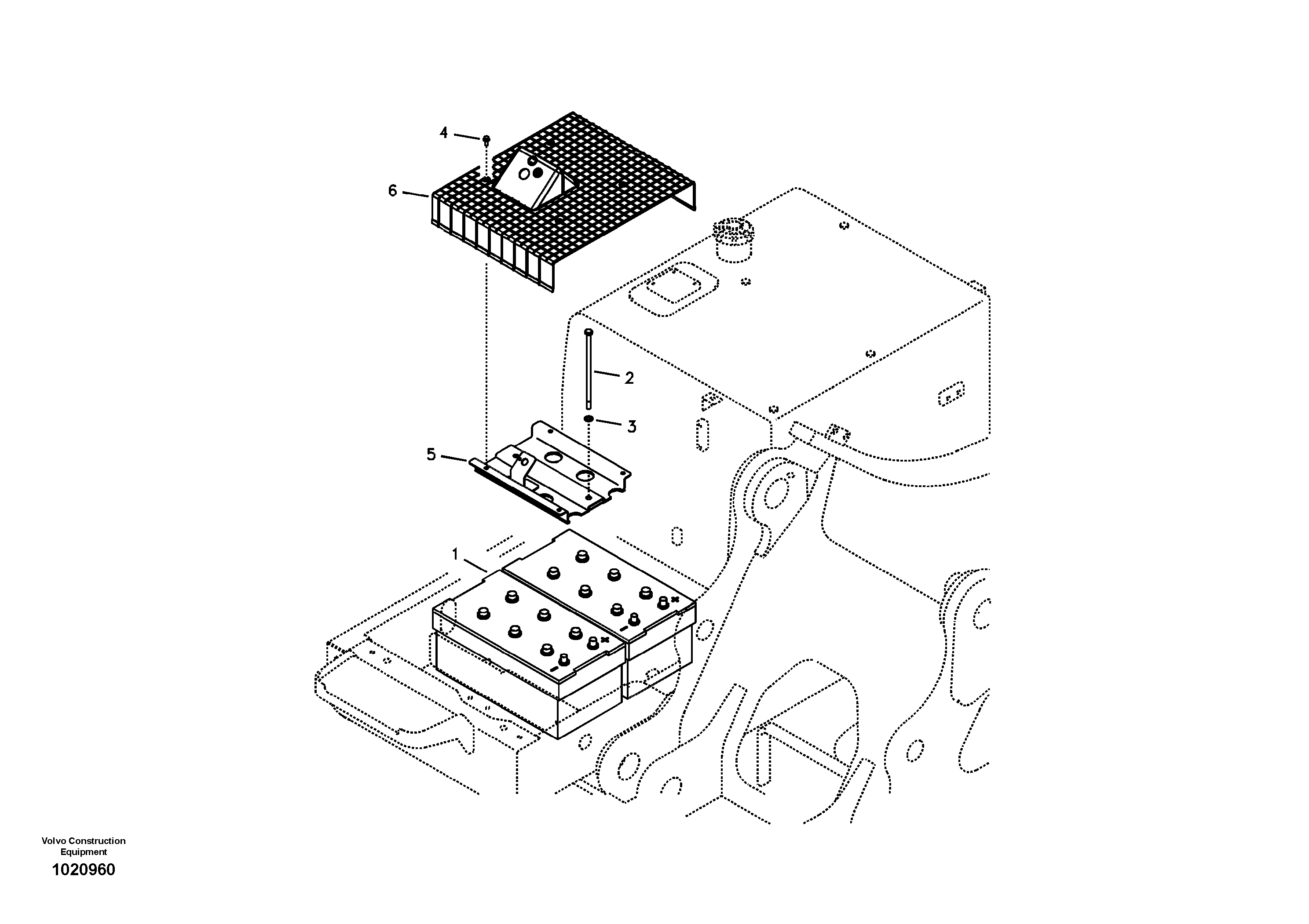 Схема запчастей Volvo EC240B - 37913 Battery with assembling details EC240B APPENDIX FX FORESTRY VER