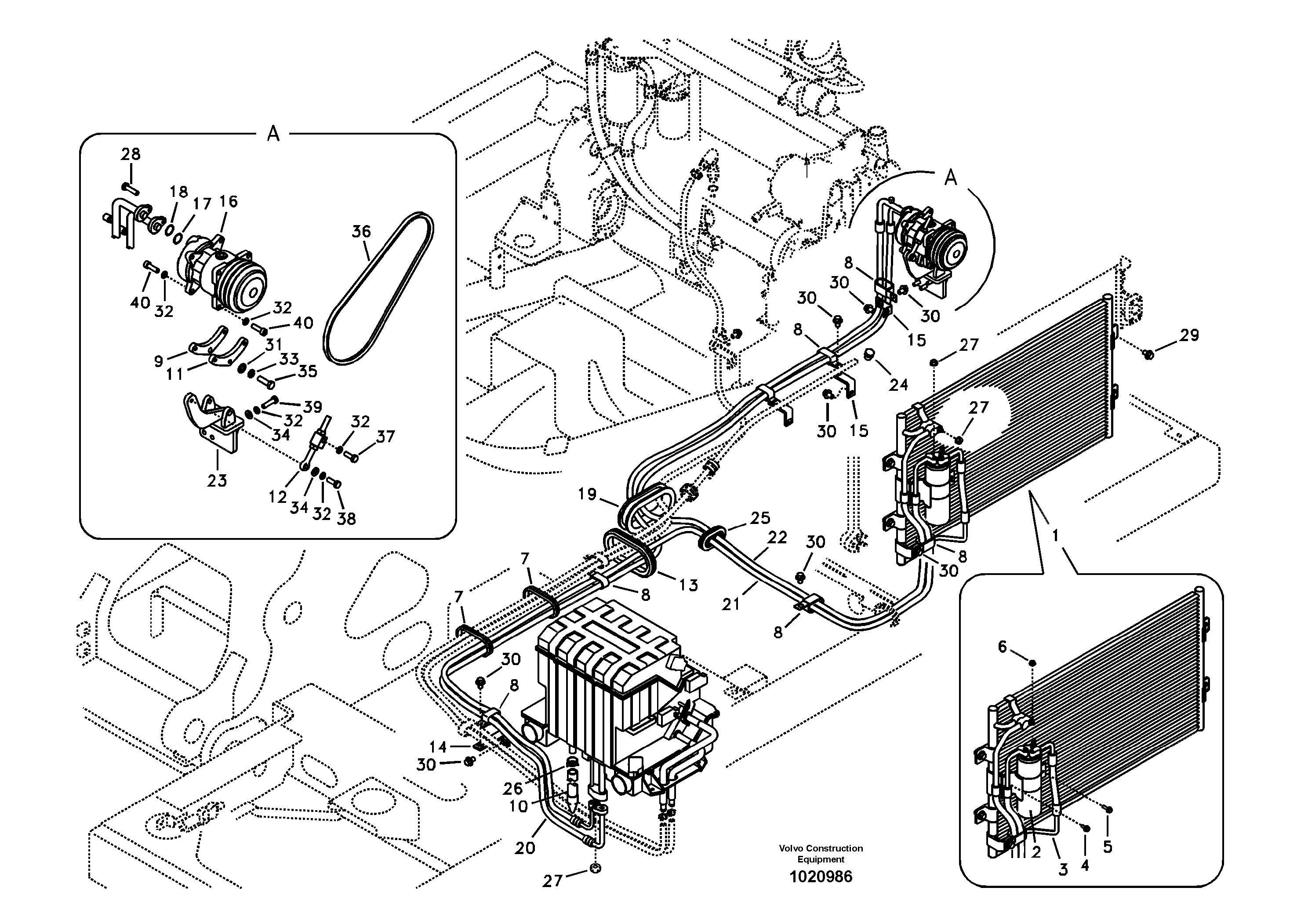 Схема запчастей Volvo EC240B - 103531 Air conditioning unit line EC240B SER NO INT 12641- EU & NA 80001-