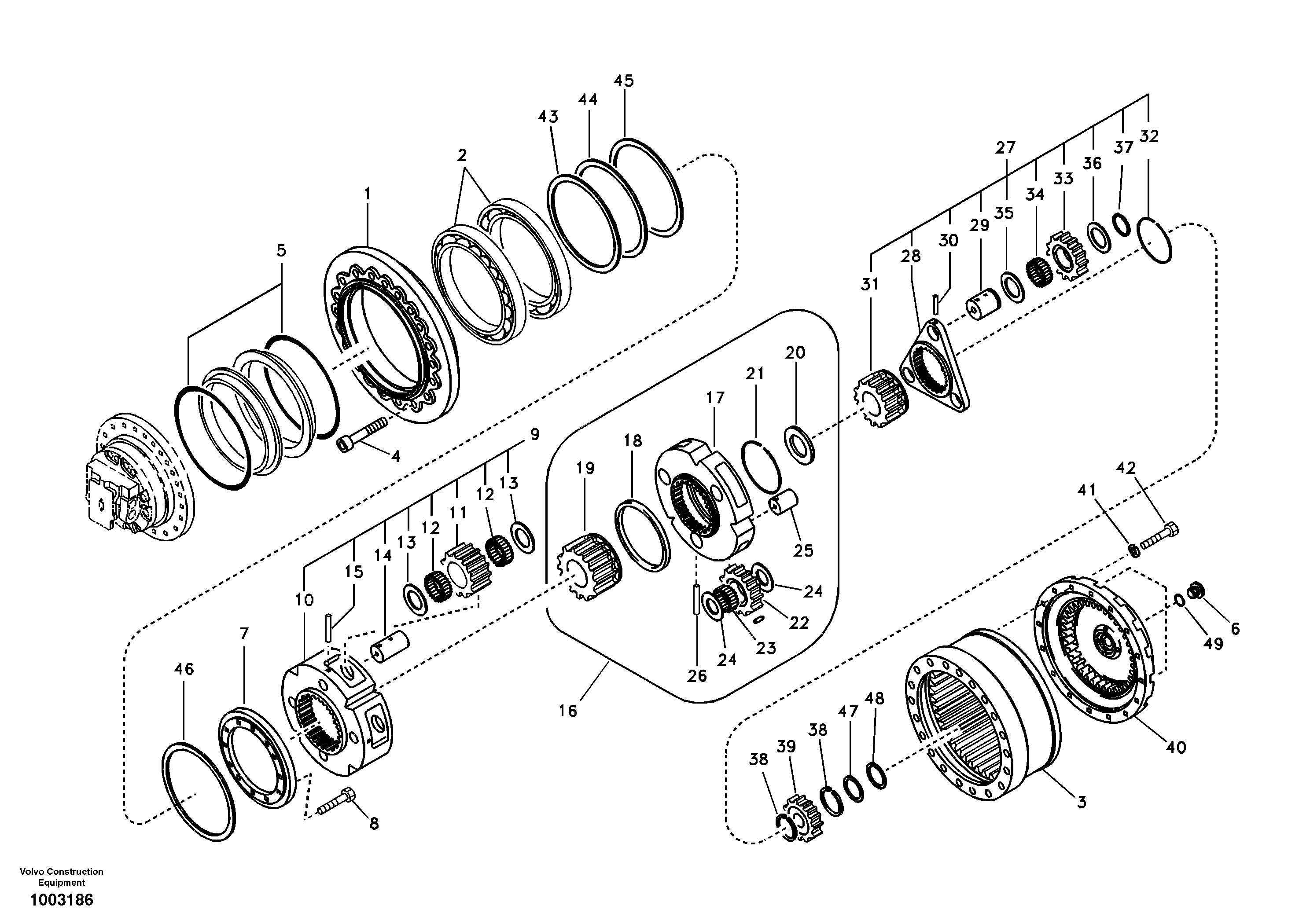Схема запчастей Volvo EC240B - 91634 Travel gearbox EC240B APPENDIX FX FORESTRY VER