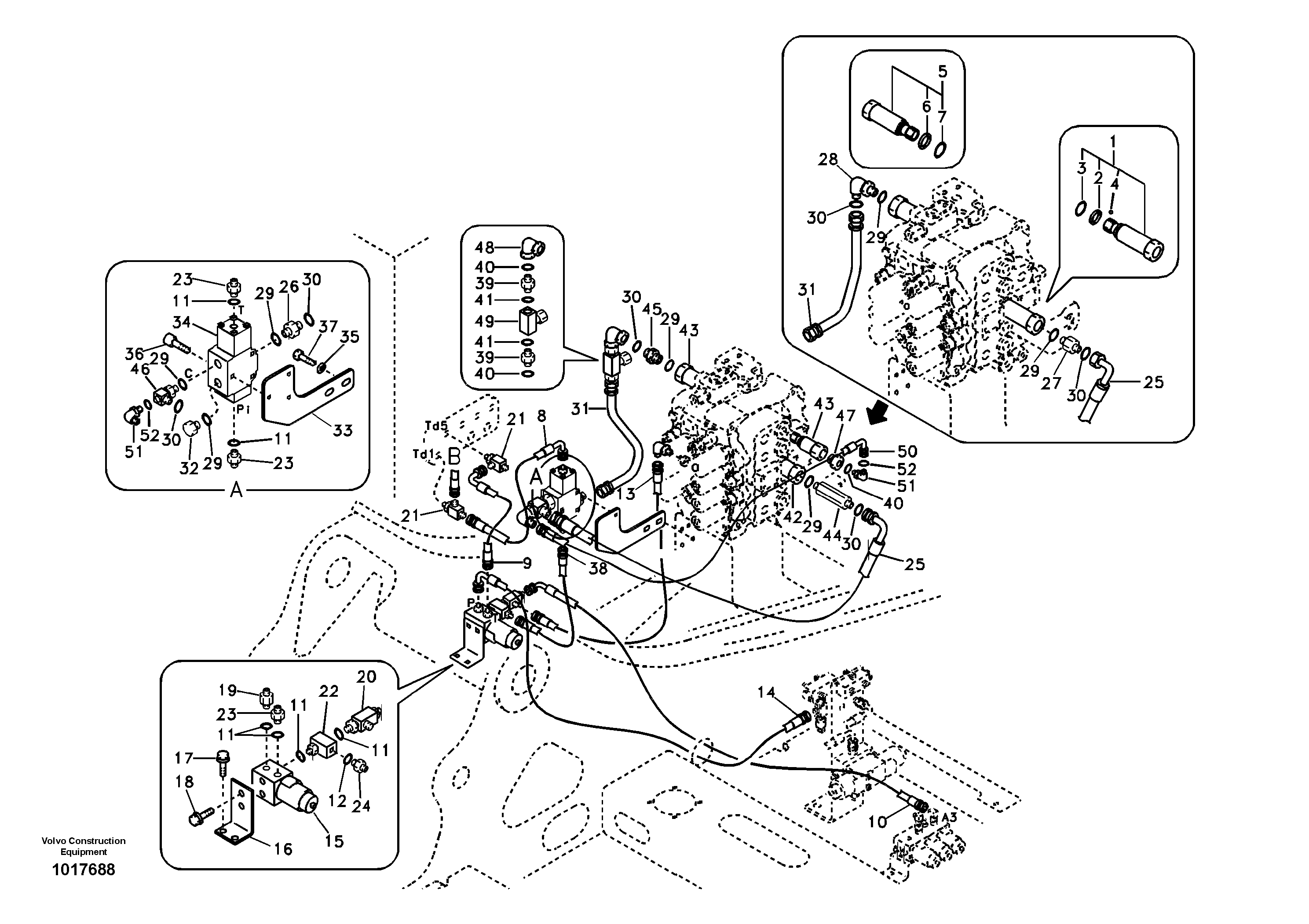 Схема запчастей Volvo EC240B - 105037 Working hydraulic, hammer and shear for 2nd pump flow EC240B