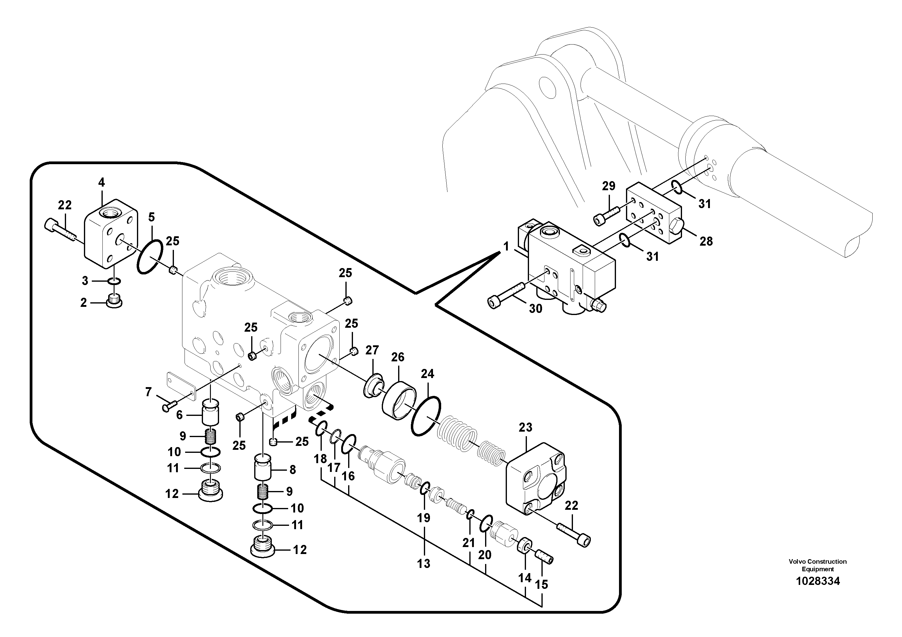 Схема запчастей Volvo EC240B - 12492 Working hydraulic, dipper arm rupture valve mount EC240B SER NO INT 12641- EU & NA 80001-