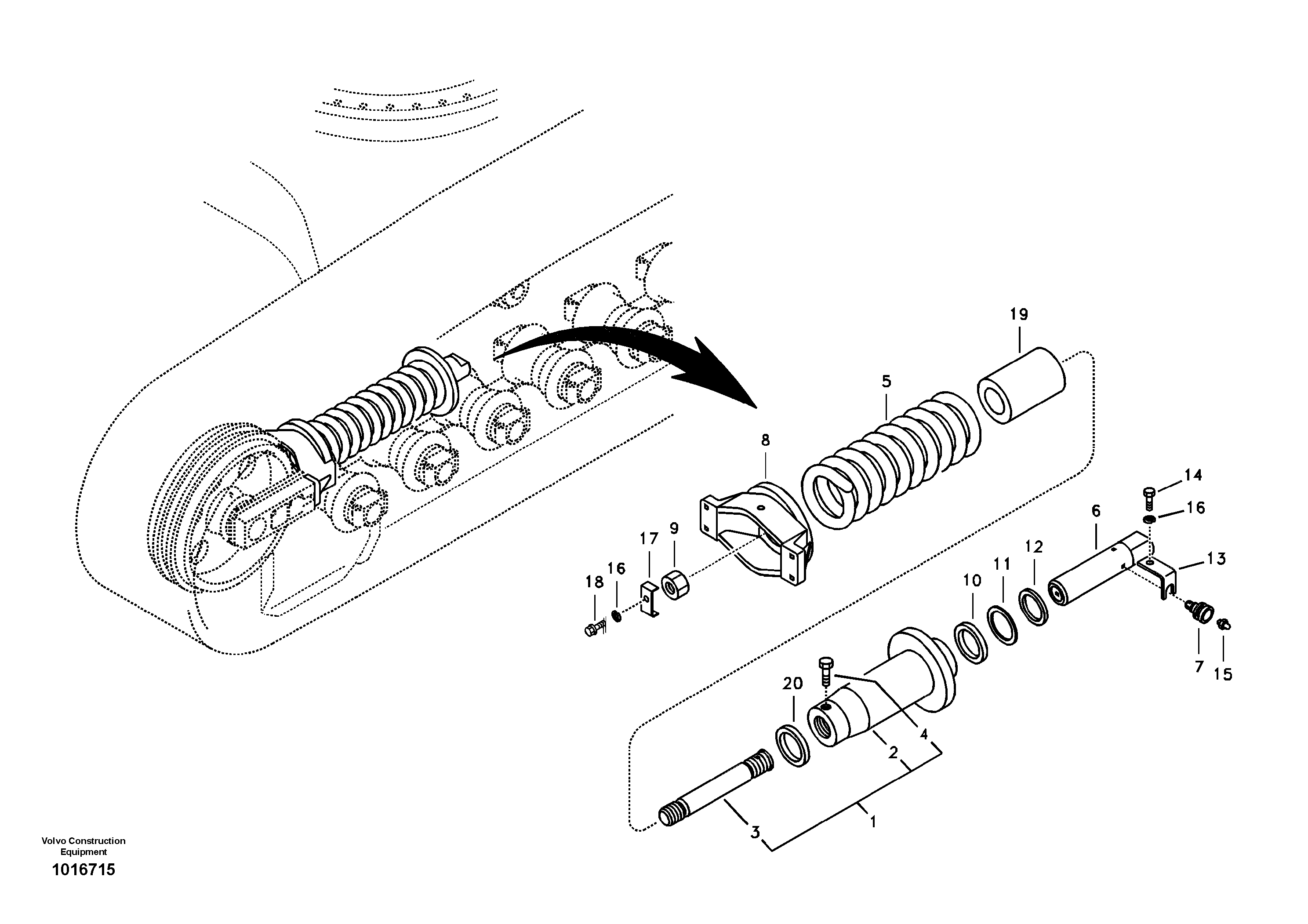 Схема запчастей Volvo EC240B - 89425 Undercarriage, spring package EC240B APPENDIX FX FORESTRY VER