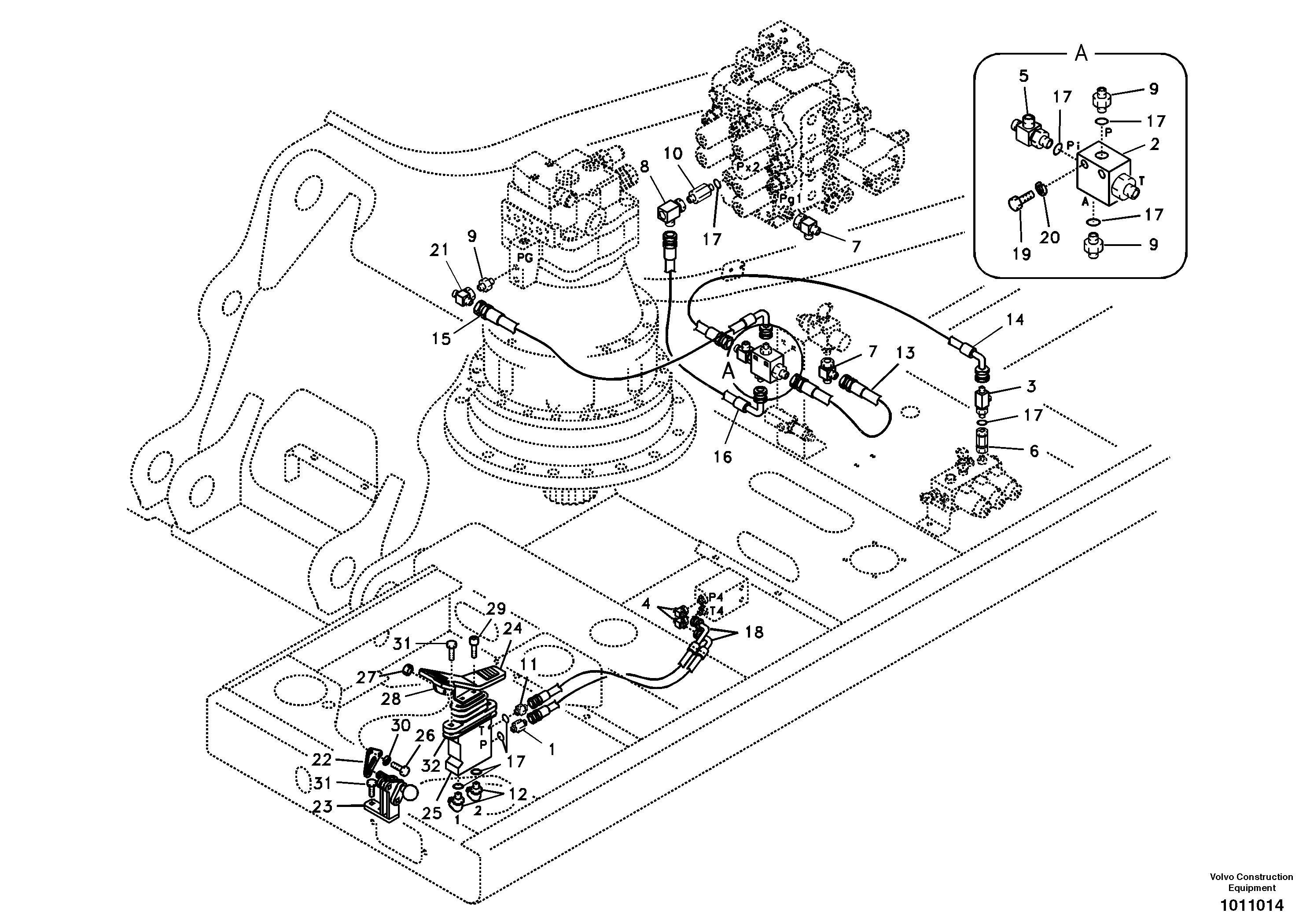 Схема запчастей Volvo EC240B - 92451 Working hydraulic, adjustable boom for upper EC240B