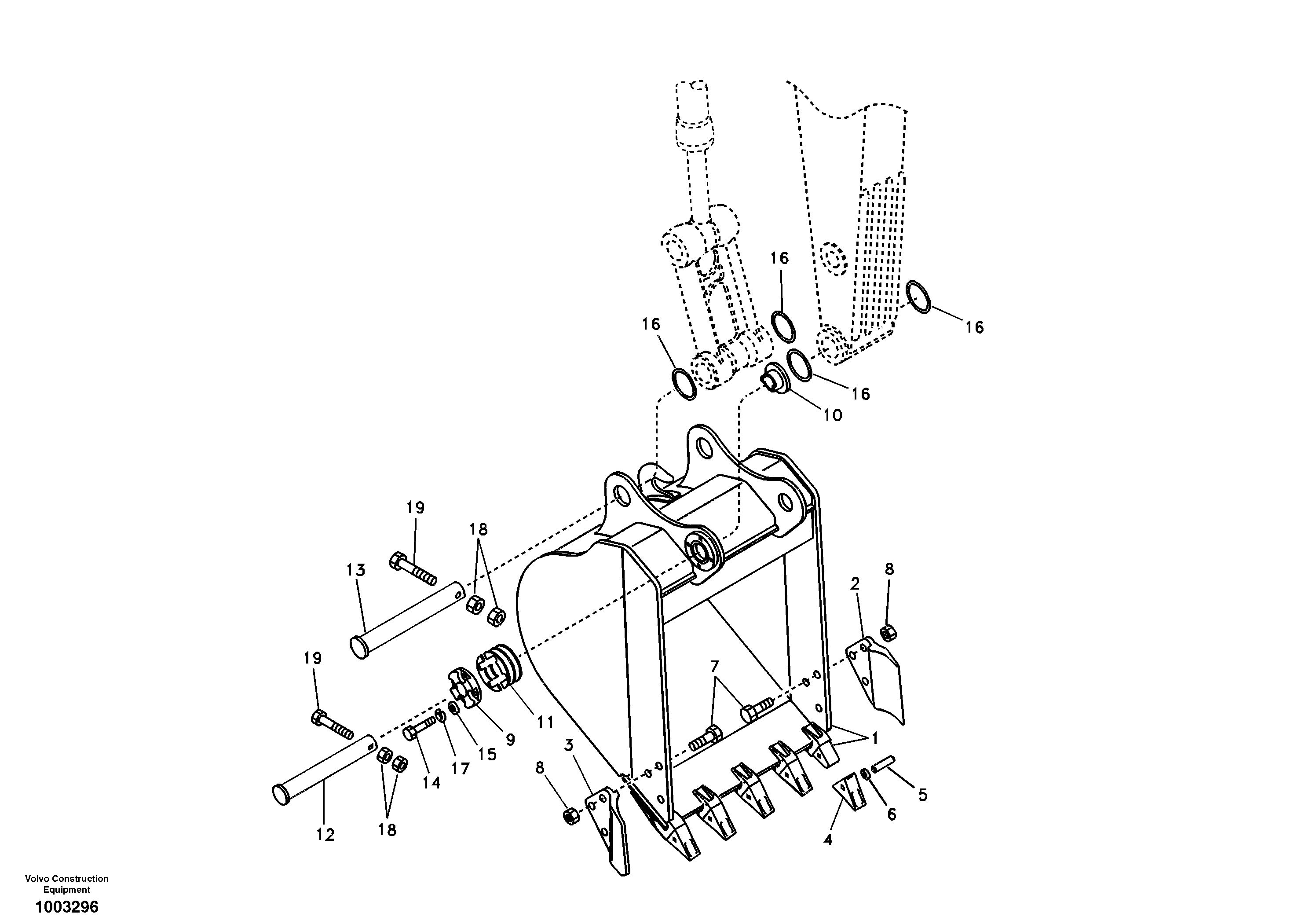 Схема запчастей Volvo EC240B - 70019 Buckets for long reach EC240B
