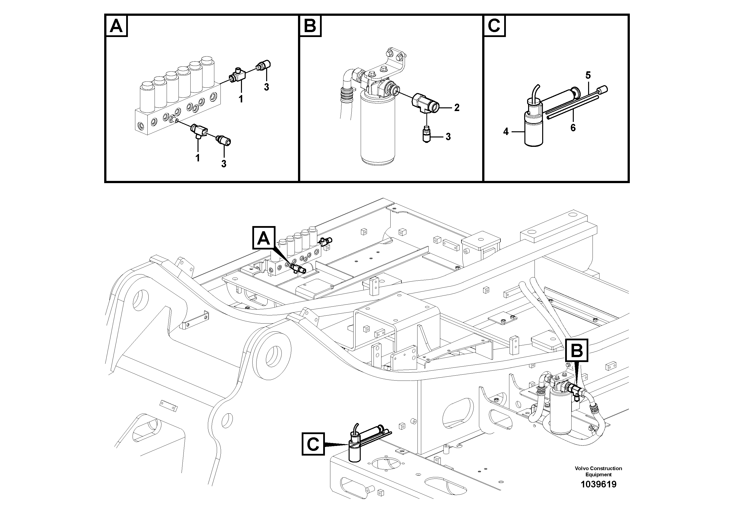 Схема запчастей Volvo EC240B - 47730 Servo system, pressure check connection EC240B SER NO INT 12641- EU & NA 80001-
