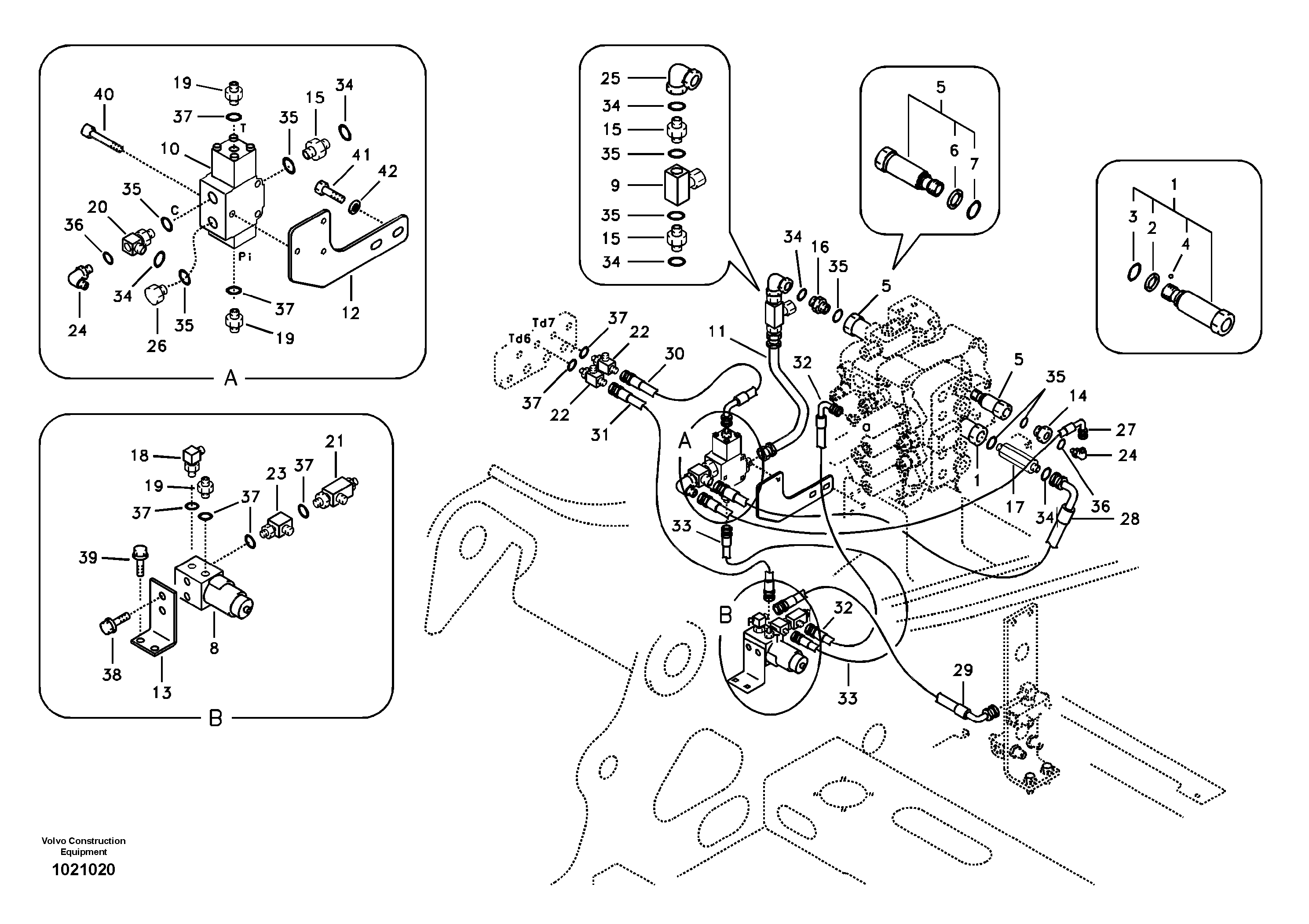 Схема запчастей Volvo EC240B - 100492 Working hydraulic, hammer and shear for 2nd pump flow EC240B SER NO INT 12641- EU & NA 80001-