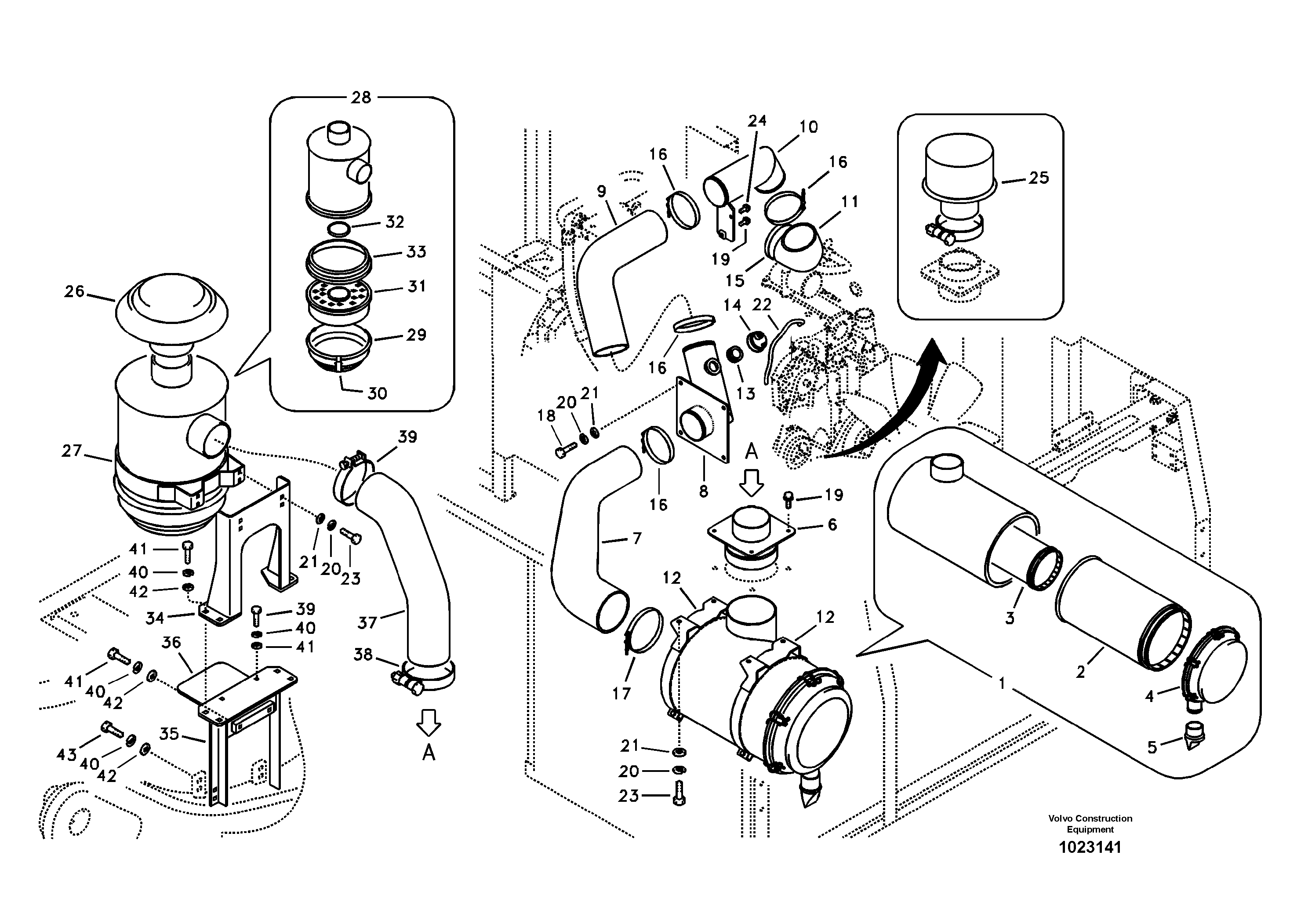 Схема запчастей Volvo EC240B - 71751 Система впуска EC240B SER NO INT 12641- EU & NA 80001-