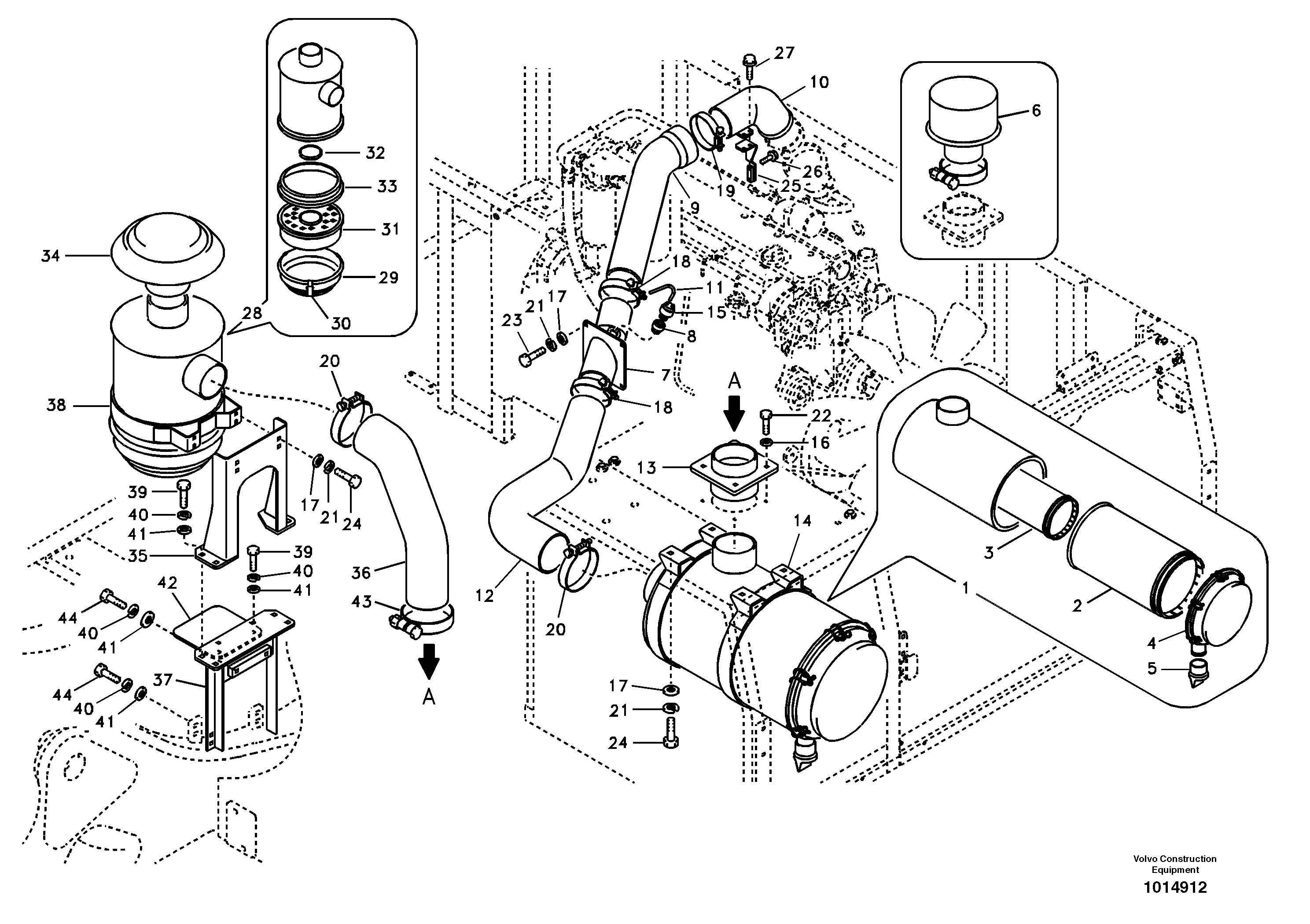 Схема запчастей Volvo EC240B - 73859 Система впуска EC240B SER NO INT 12641- EU & NA 80001-