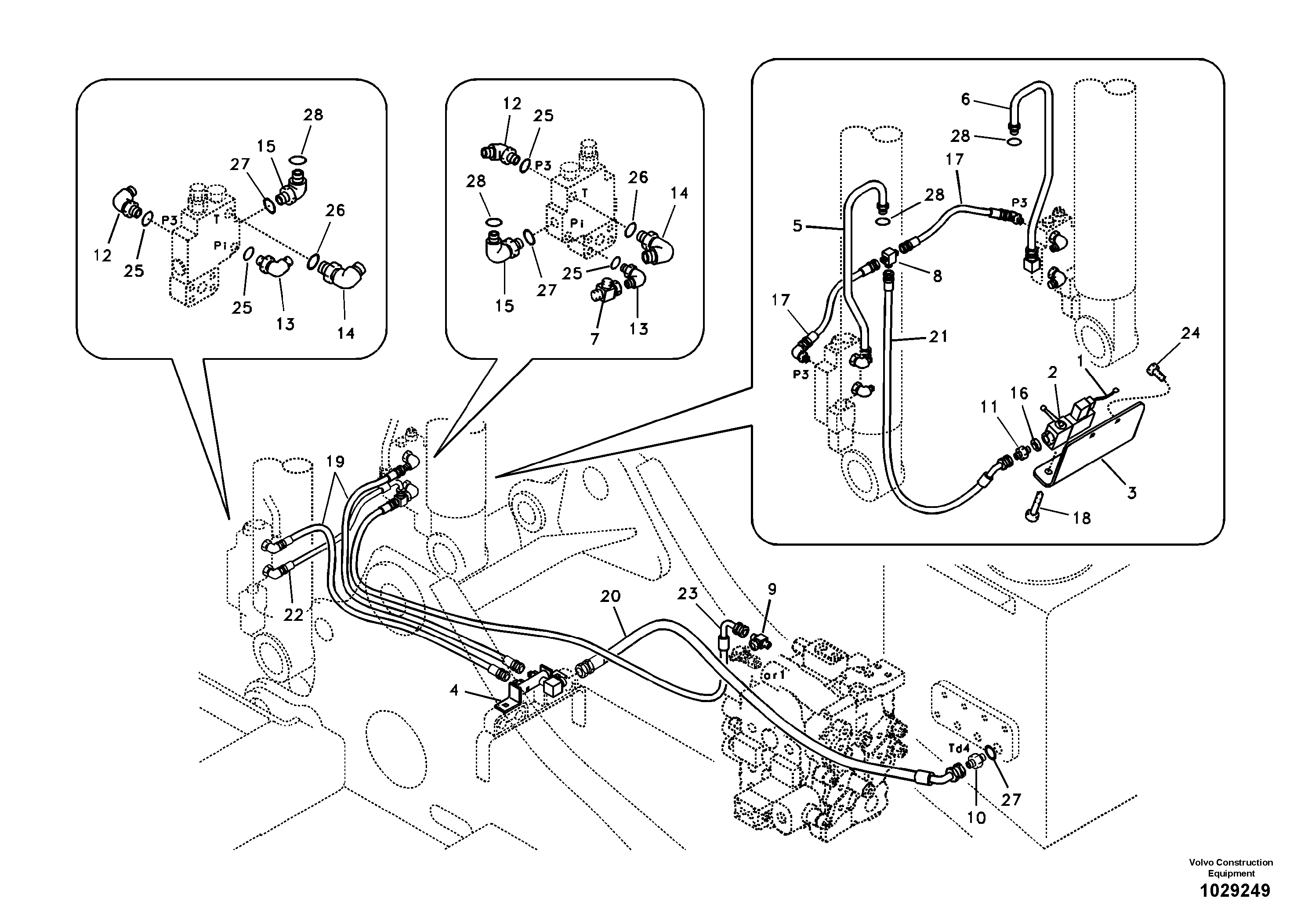 Схема запчастей Volvo EC240B - 28126 Working hydraulic, boom rupture EC240B SER NO INT 12641- EU & NA 80001-