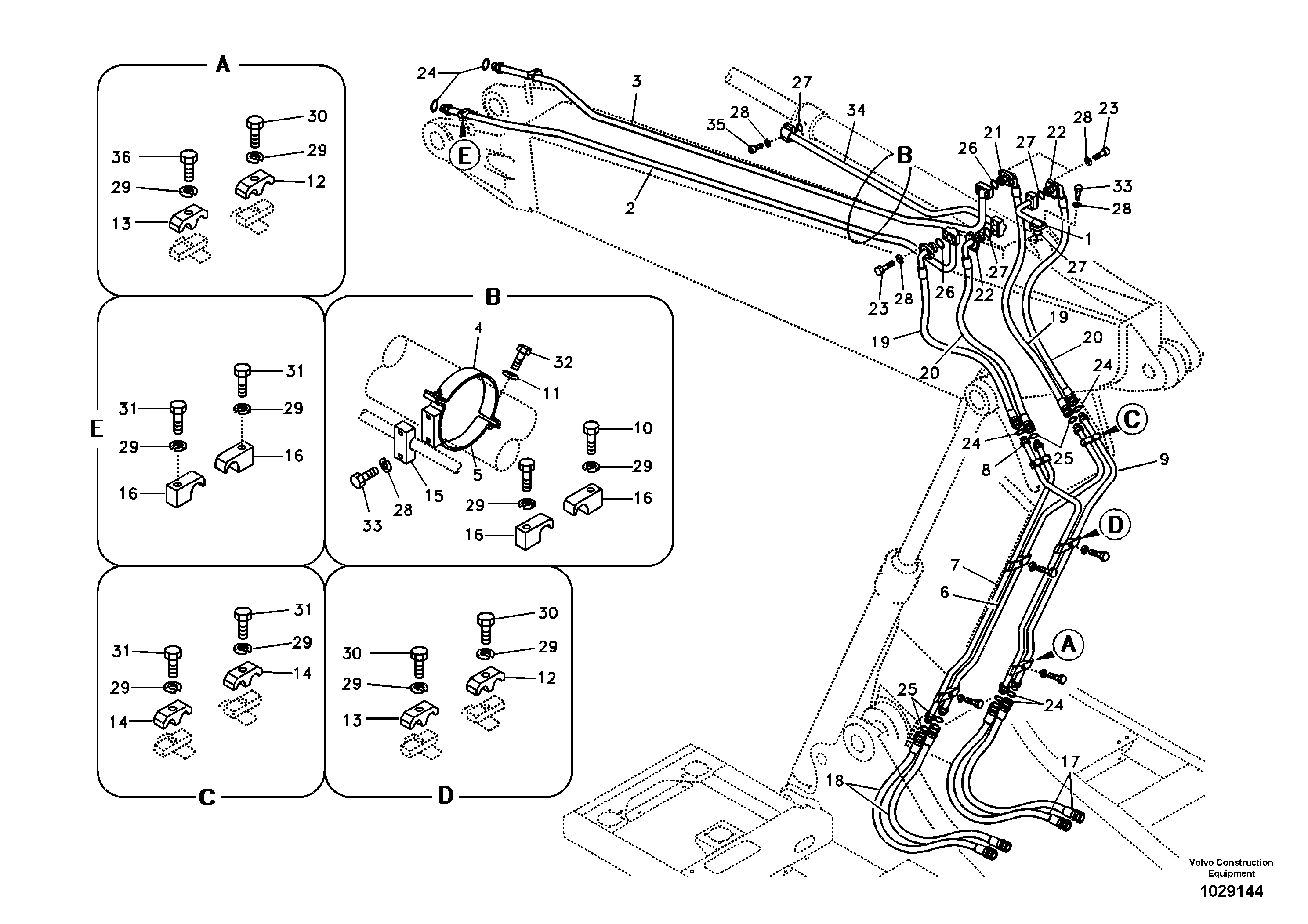 Схема запчастей Volvo EC240B - 33269 Working hydraulic, dipper arm cylinder on adjustable boom EC240B SER NO INT 12641- EU & NA 80001-