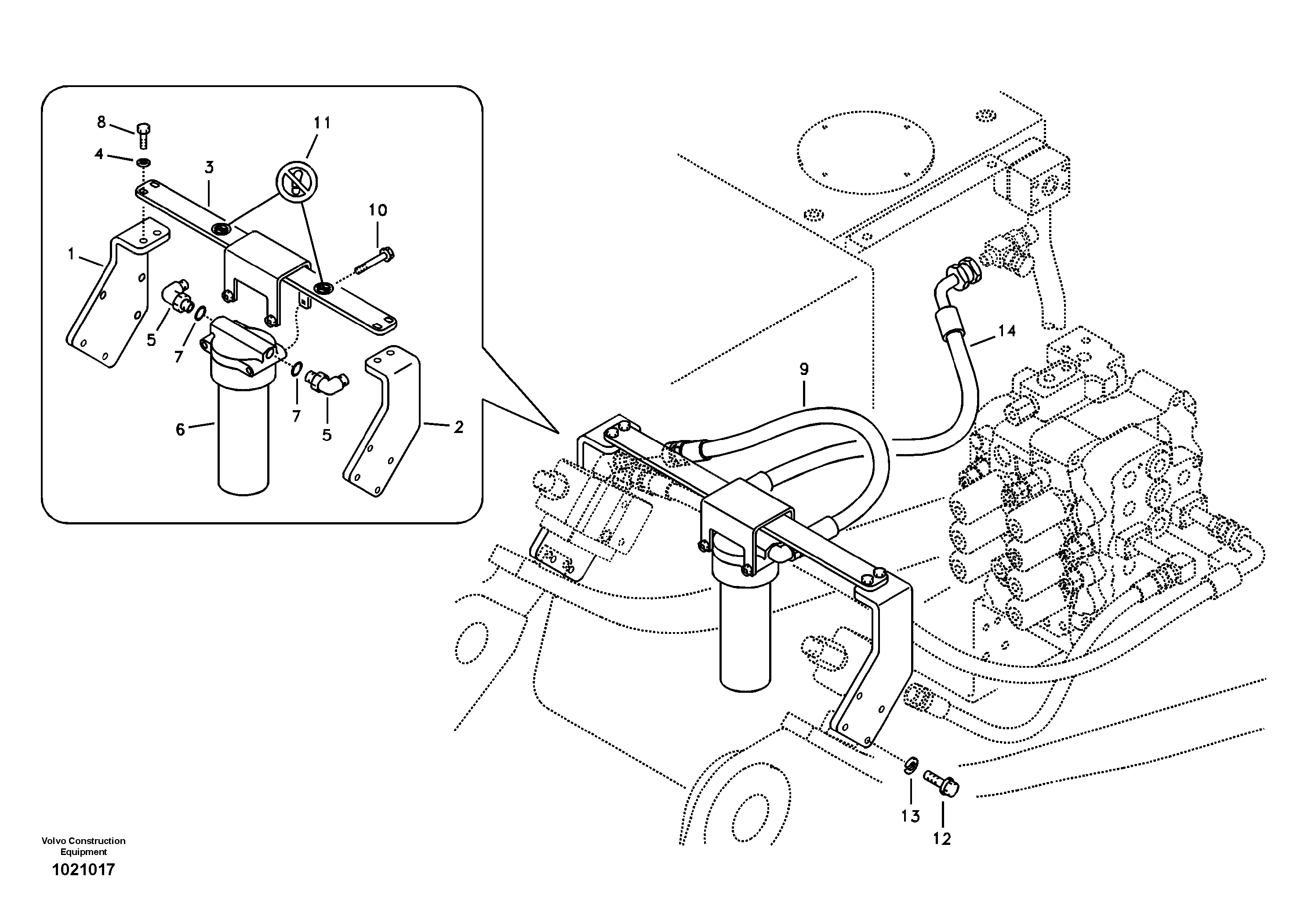Схема запчастей Volvo EC240B - 54069 Working hydraulic, hammer and shear for return filter EC240B SER NO INT 12641- EU & NA 80001-