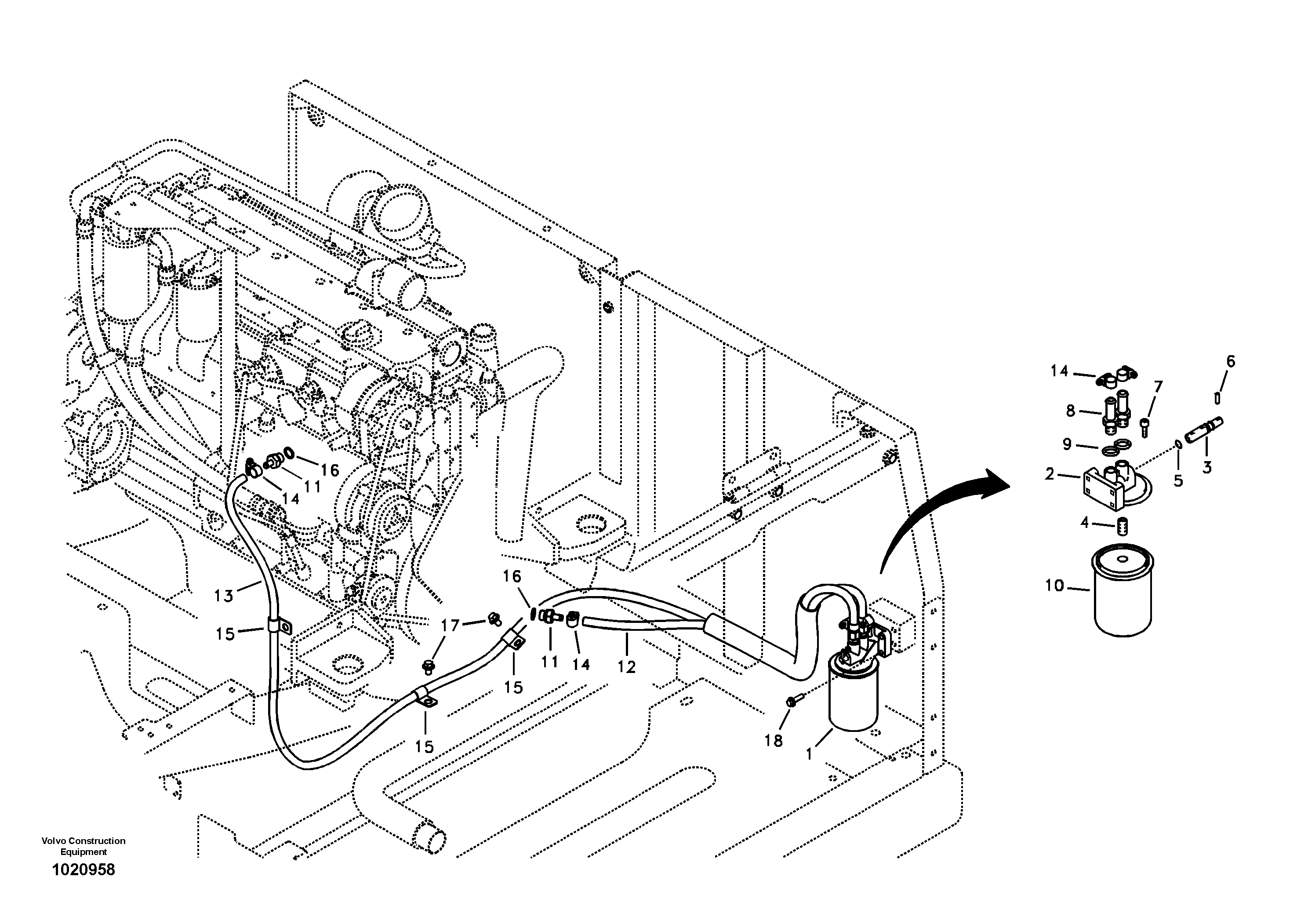 Схема запчастей Volvo EC240B - 35640 Coolant filter EC240B SER NO INT 12641- EU & NA 80001-