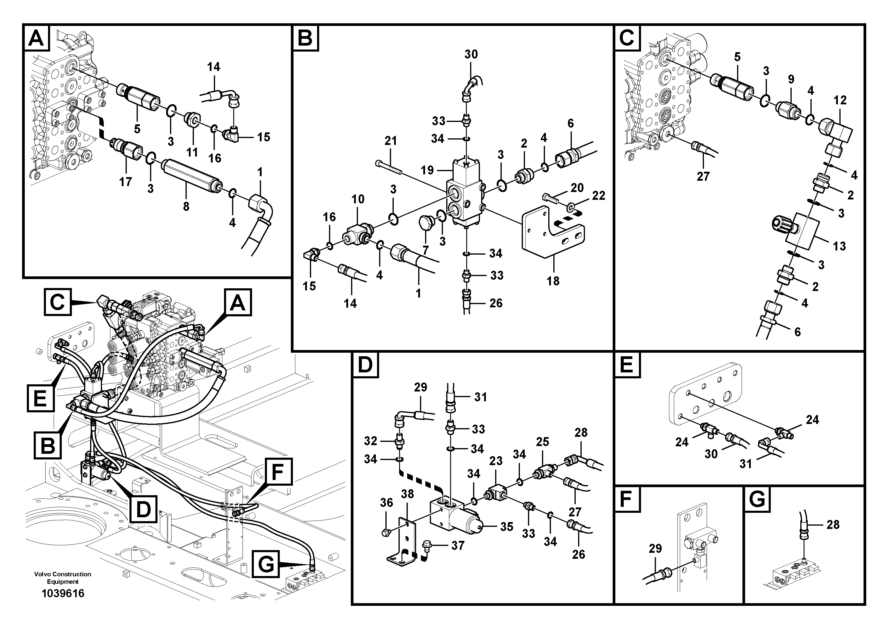 Схема запчастей Volvo EC240B - 99486 Working hydraulic, hammer and shear for 2nd pump flow EC240B SER NO INT 12641- EU & NA 80001-