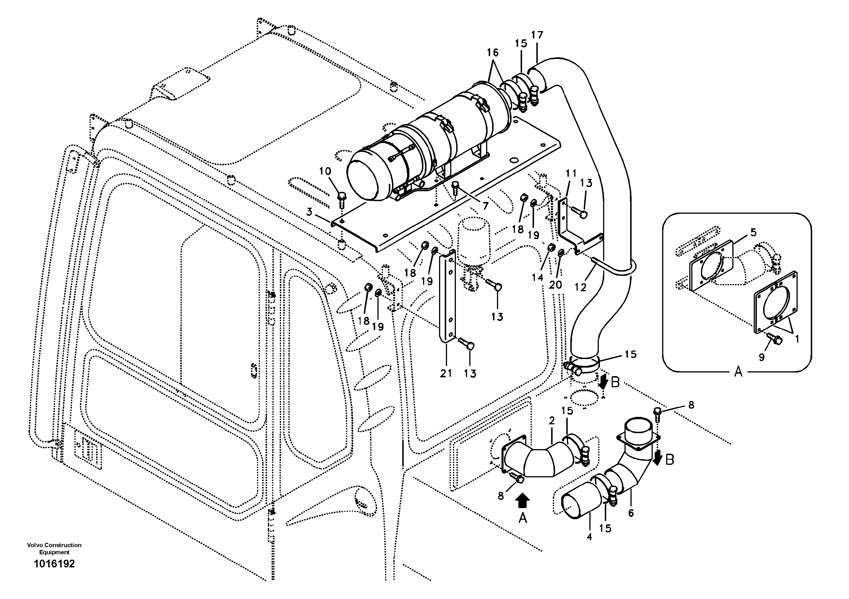 Схема запчастей Volvo EC240B - 33180 Air filter, mounting EC240B