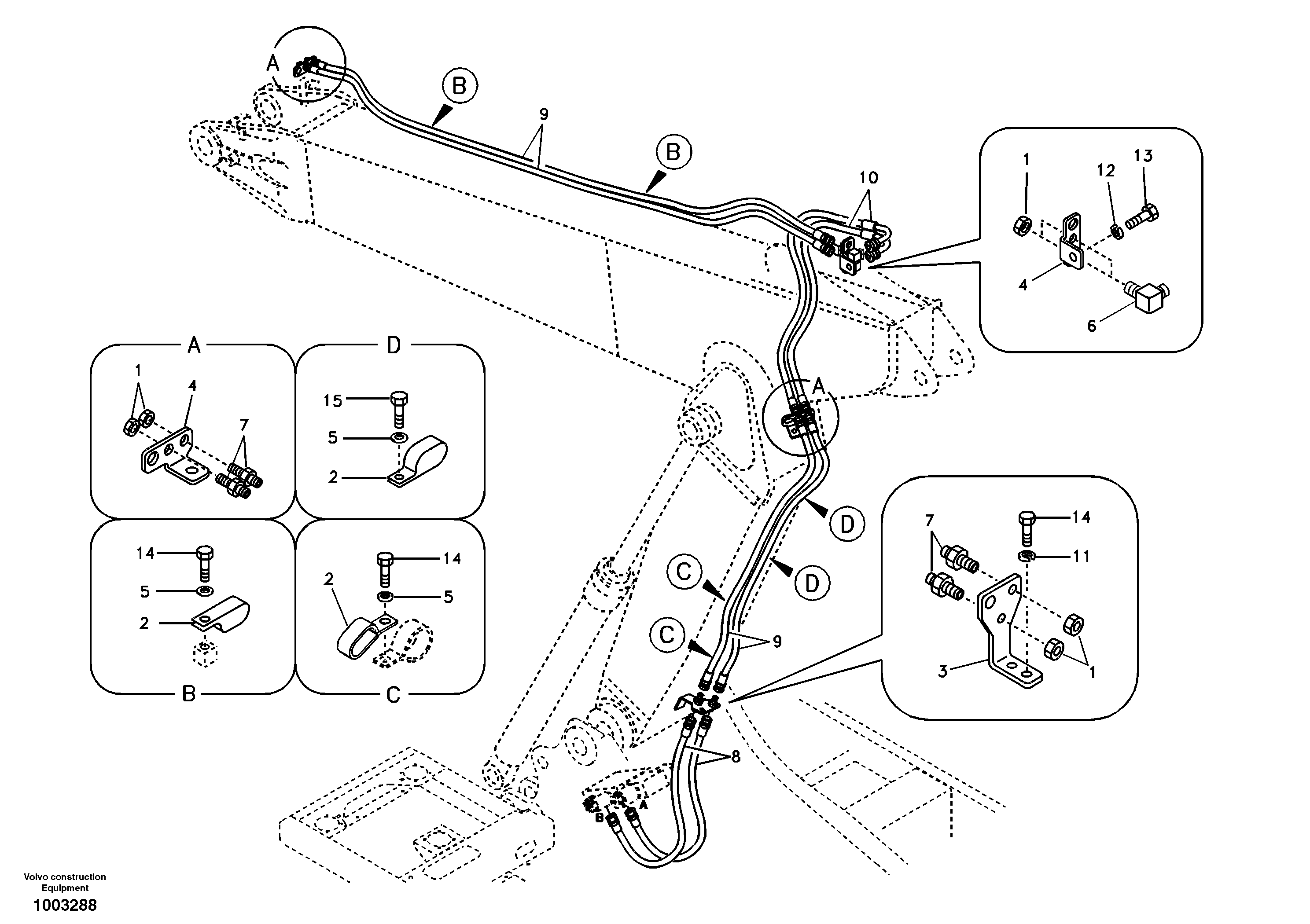 Схема запчастей Volvo EC240B - 14956 Working hydraulic, slope and rotator on adjustable boom EC240B SER NO INT 12641- EU & NA 80001-