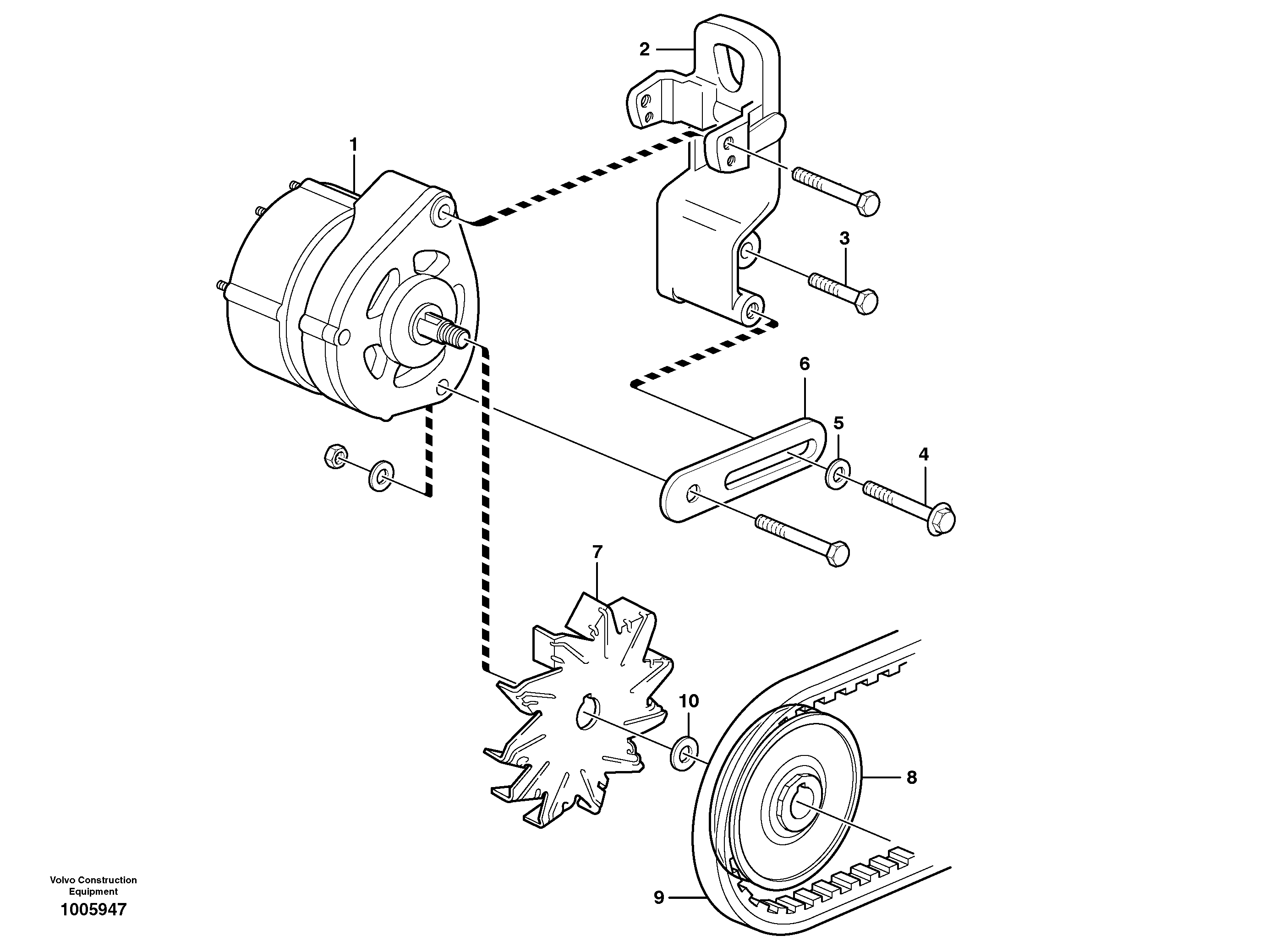 Схема запчастей Volvo EC240B - 25849 Alternator with assembling details EC240B