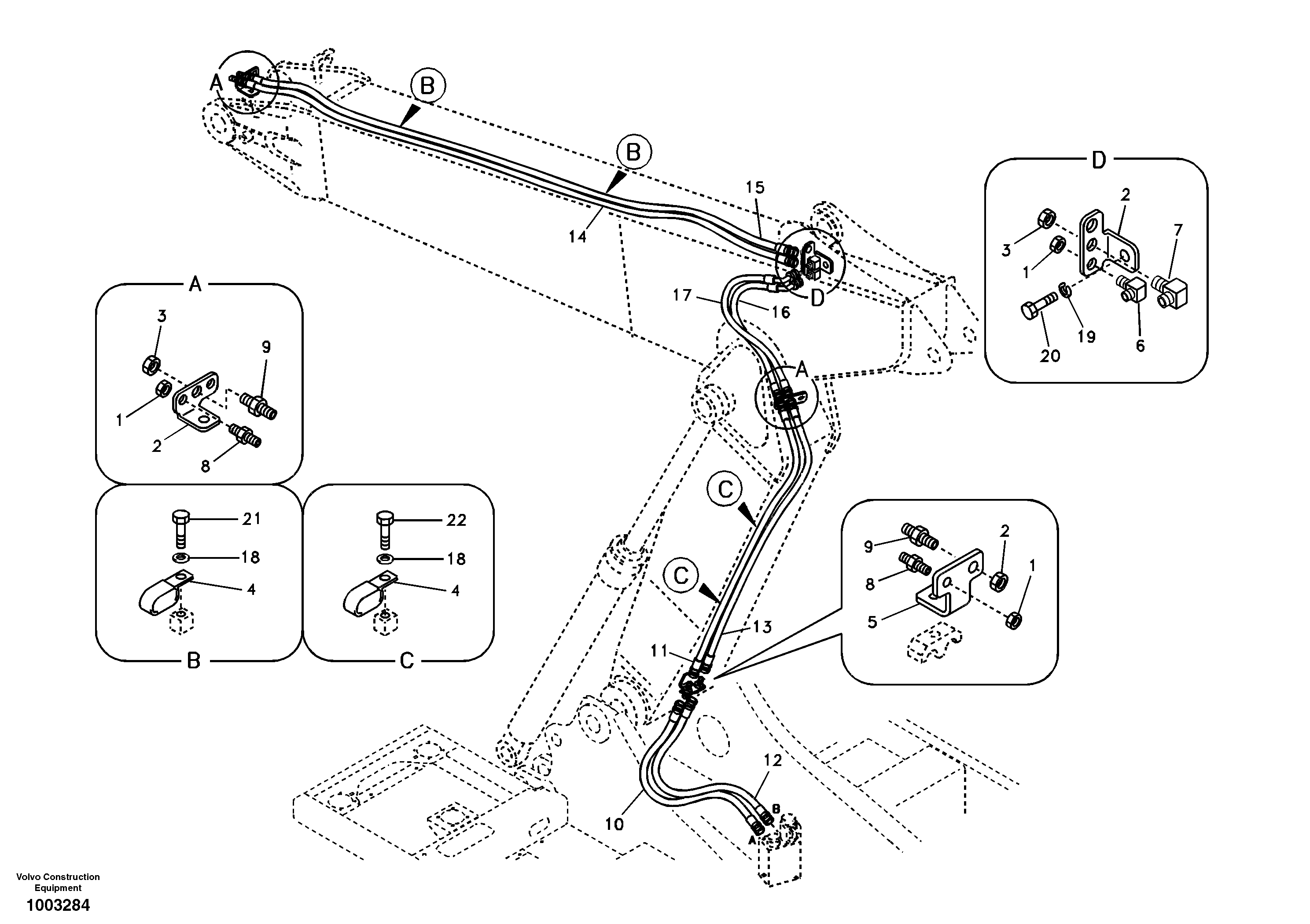 Схема запчастей Volvo EC240B - 9355 Working hydraulic, quickfit on adjustable boom EC240B SER NO INT 12641- EU & NA 80001-