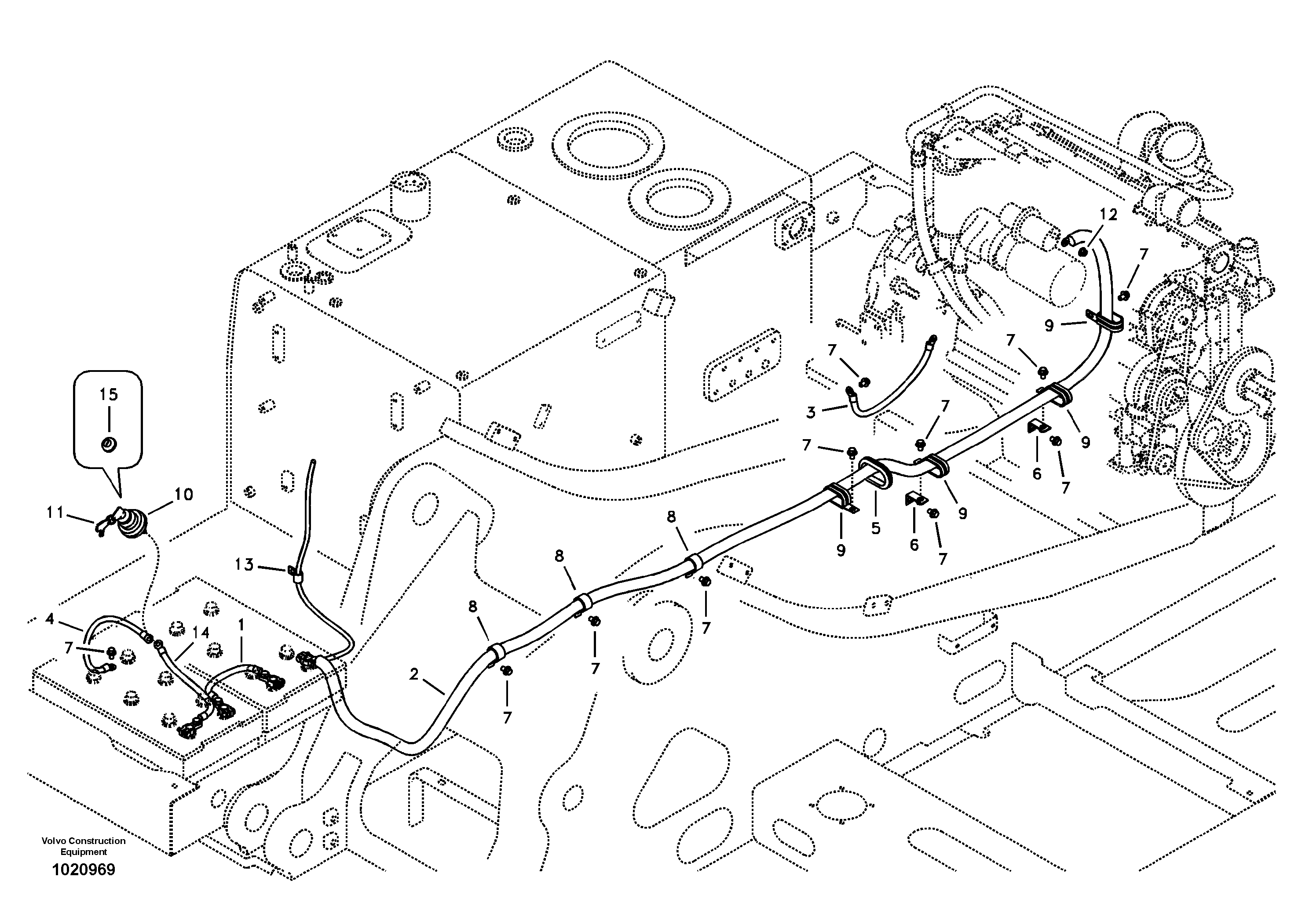 Схема запчастей Volvo EC240B - 1010 Cables, battery EC240B SER NO INT 12641- EU & NA 80001-