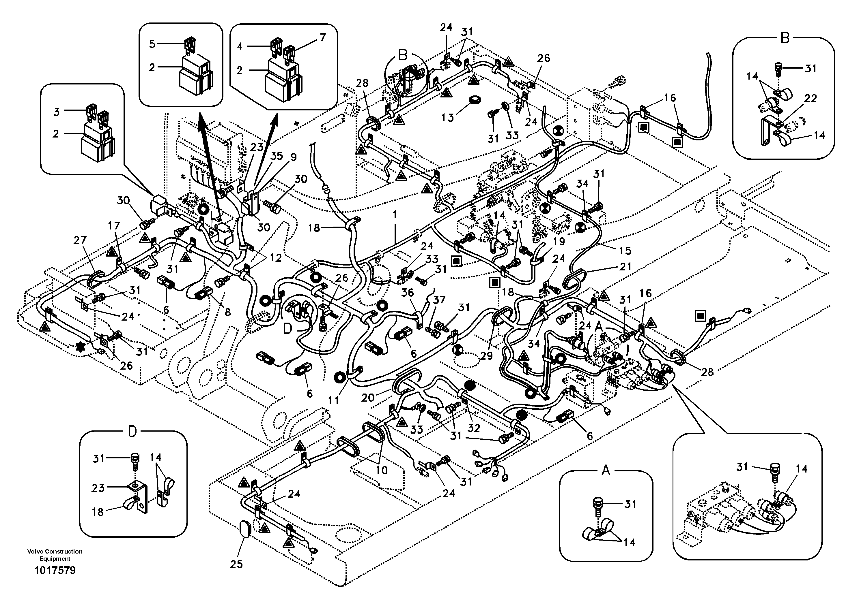 Схема запчастей Volvo EC240B - 70047 Cable and wire harness, main EC240B