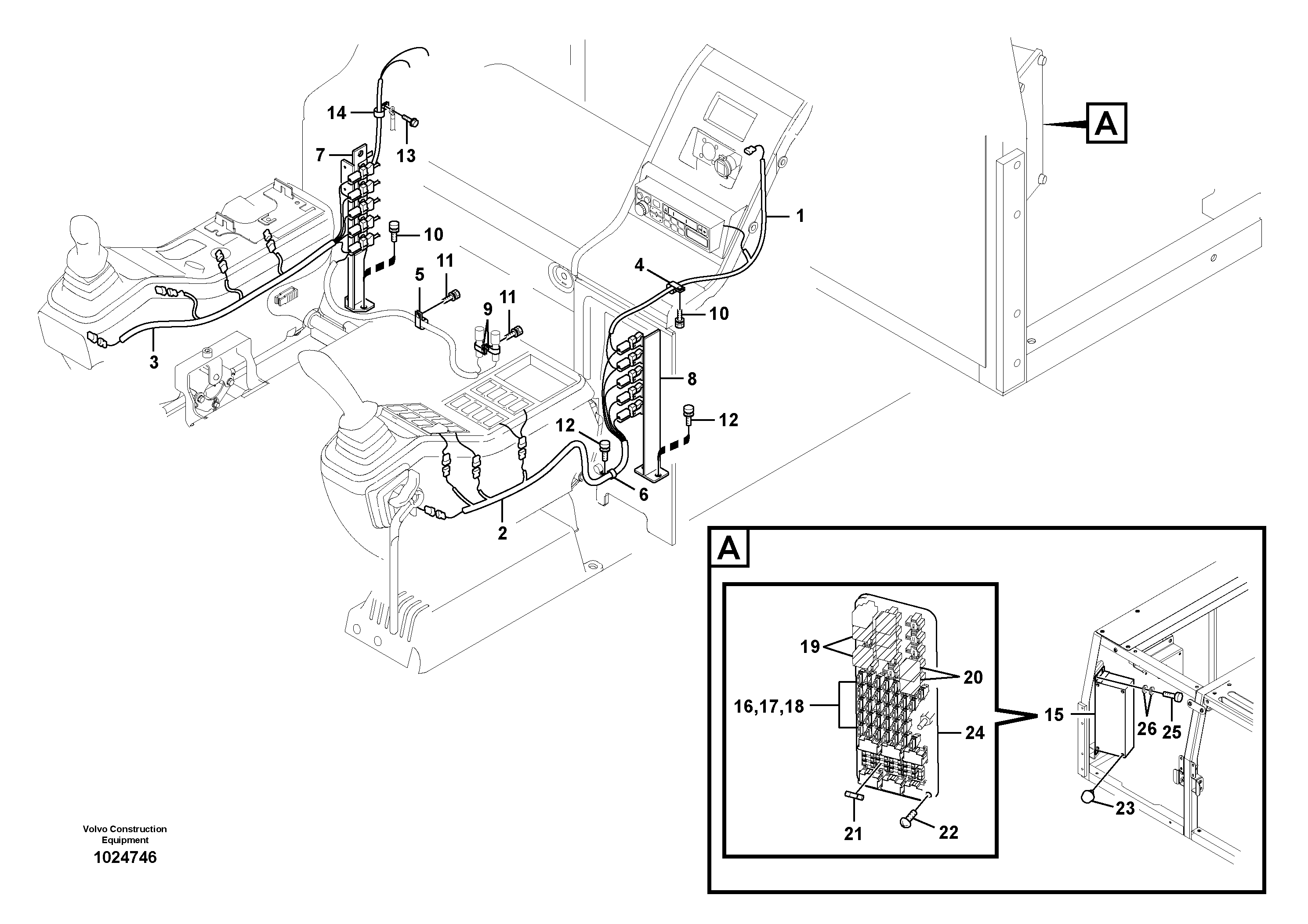 Схема запчастей Volvo EC240B - 87500 Cable and wire harness, instrument panel EC240B SER NO INT 12641- EU & NA 80001-