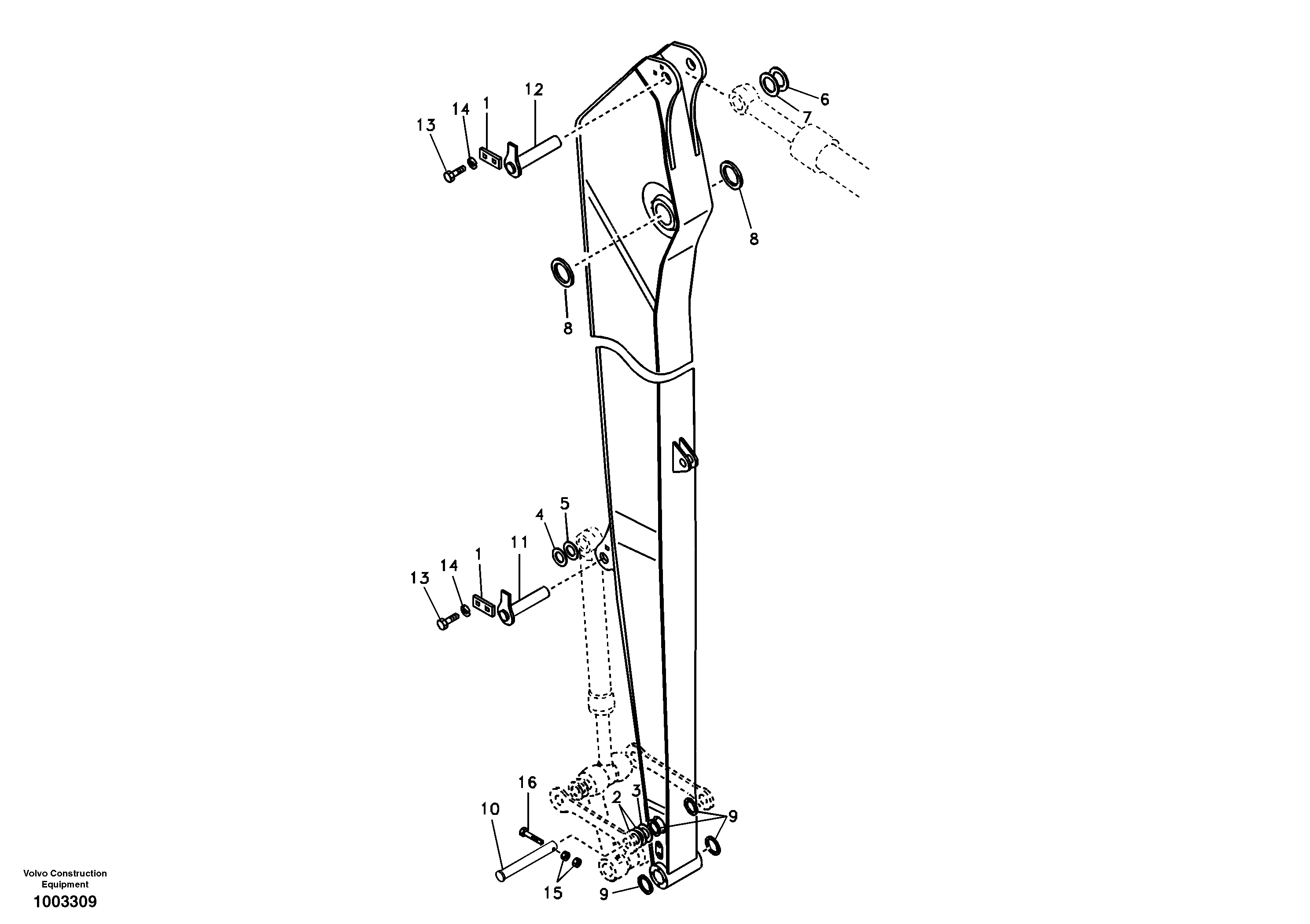Схема запчастей Volvo EC240B - 84287 Links to dipper arm, long reach EC240B SER NO INT 12641- EU & NA 80001-