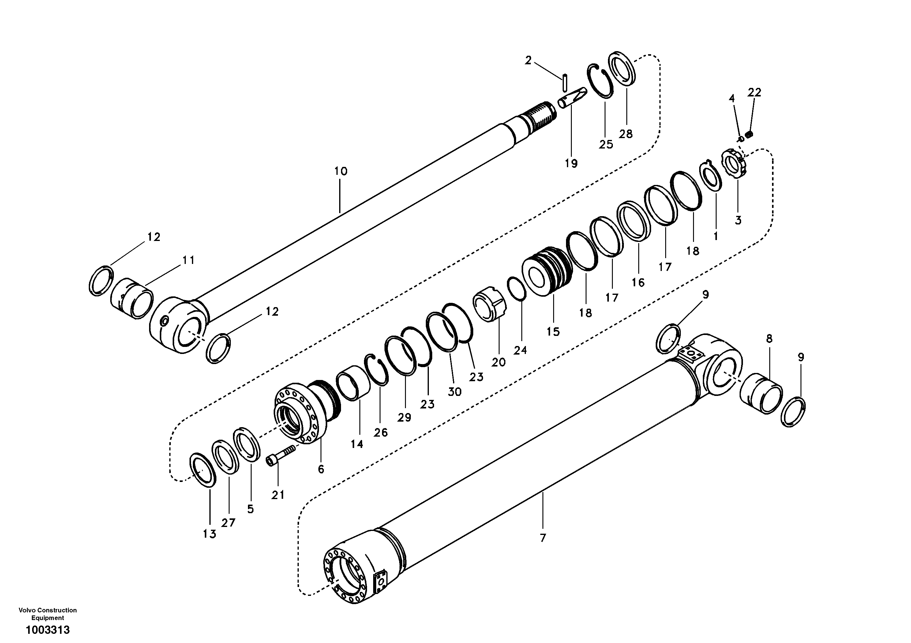 Схема запчастей Volvo EC240B - 95651 Dipper arm cylinder EC240B SER NO INT 12641- EU & NA 80001-
