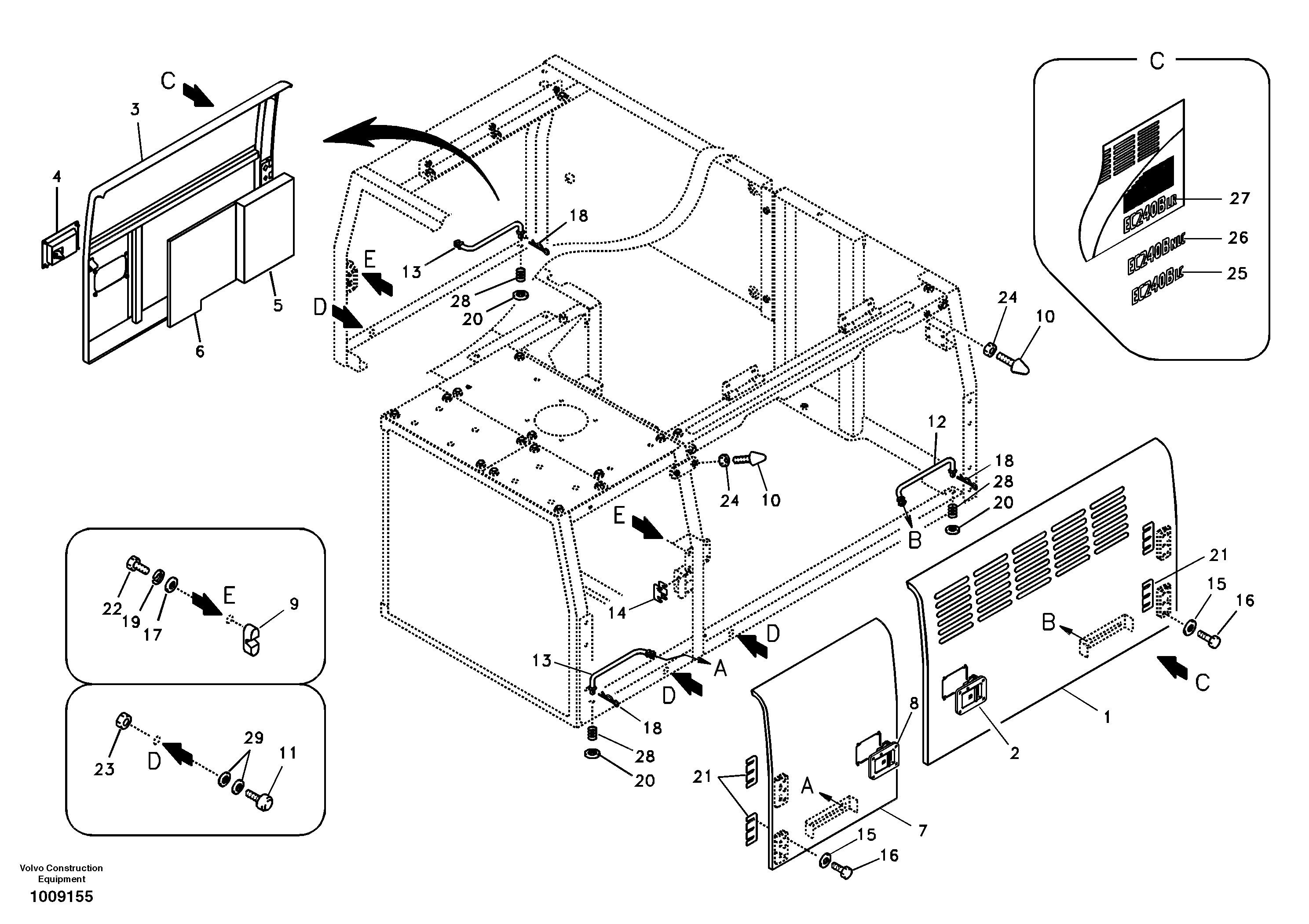 Схема запчастей Volvo EC240B - 16578 Door, side EC240B