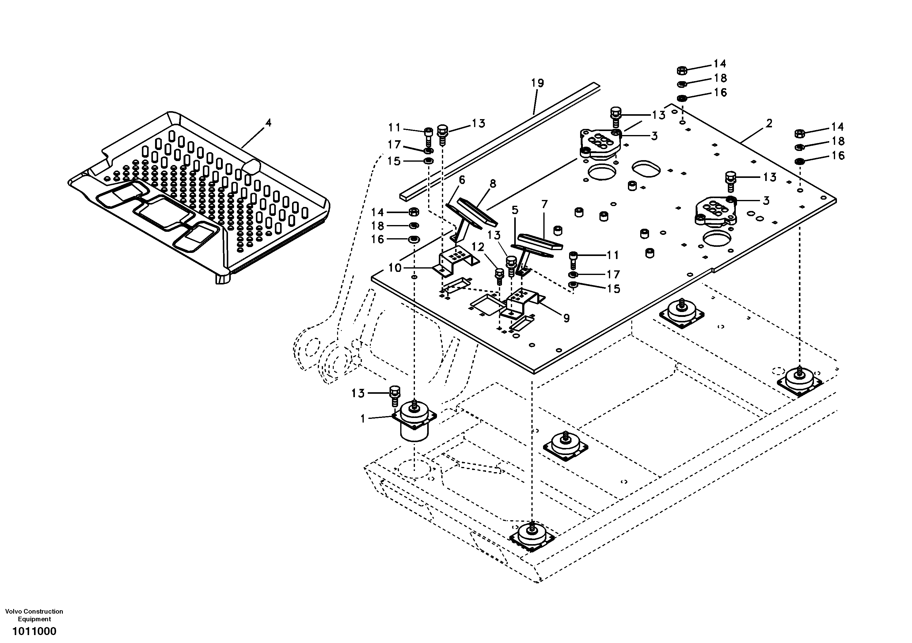 Схема запчастей Volvo EC240B - 13808 Cabin floor EC240B