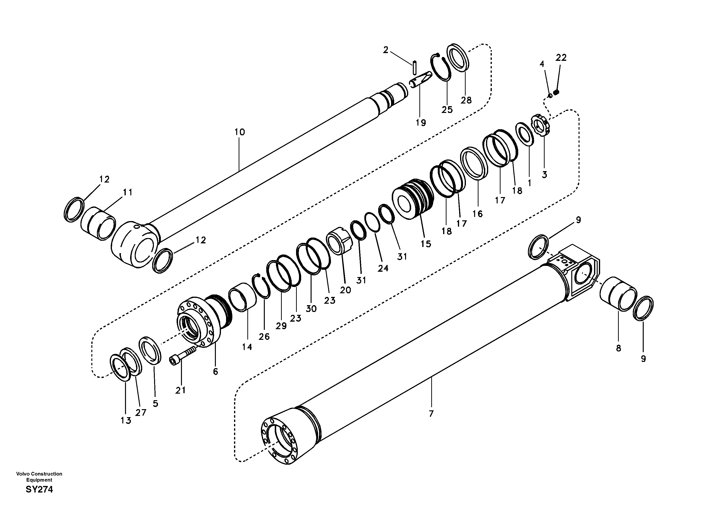 Схема запчастей Volvo EC290B - 95414 Dipper arm cylinder EC290B