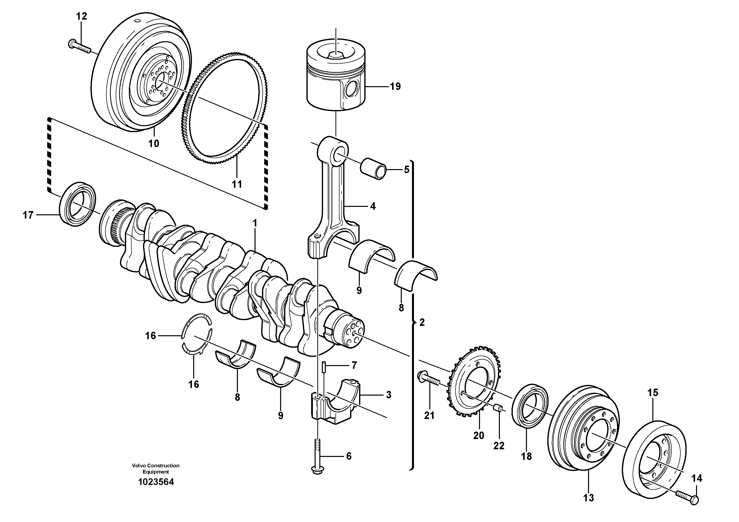 Схема запчастей Volvo EC290B - 71979 Crankshaft and related parts EC290B