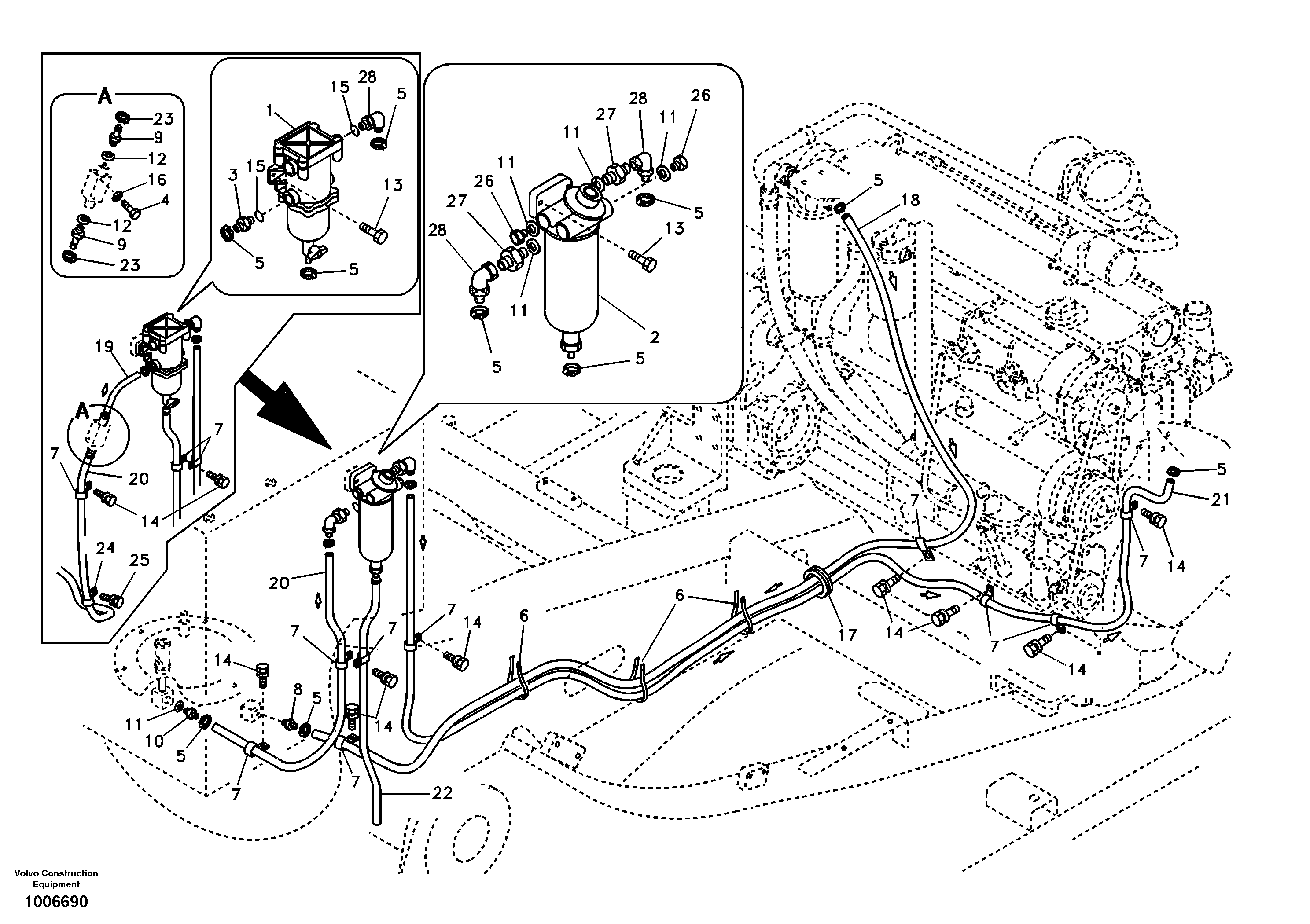 Схема запчастей Volvo EC290B - 88800 Fuel pipe - Fuel tank EC290B
